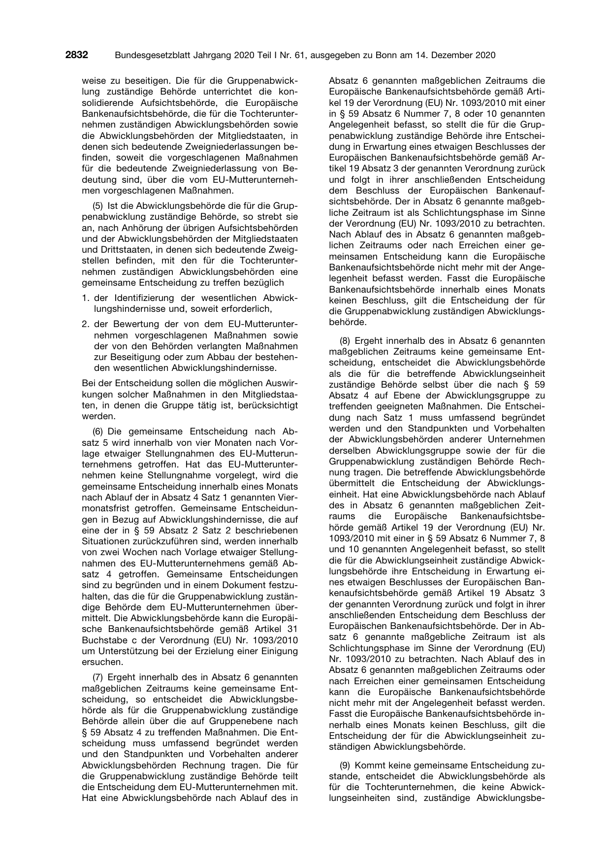 BGBl. 2020, Seite 2832 — Originalseite als Abbildung