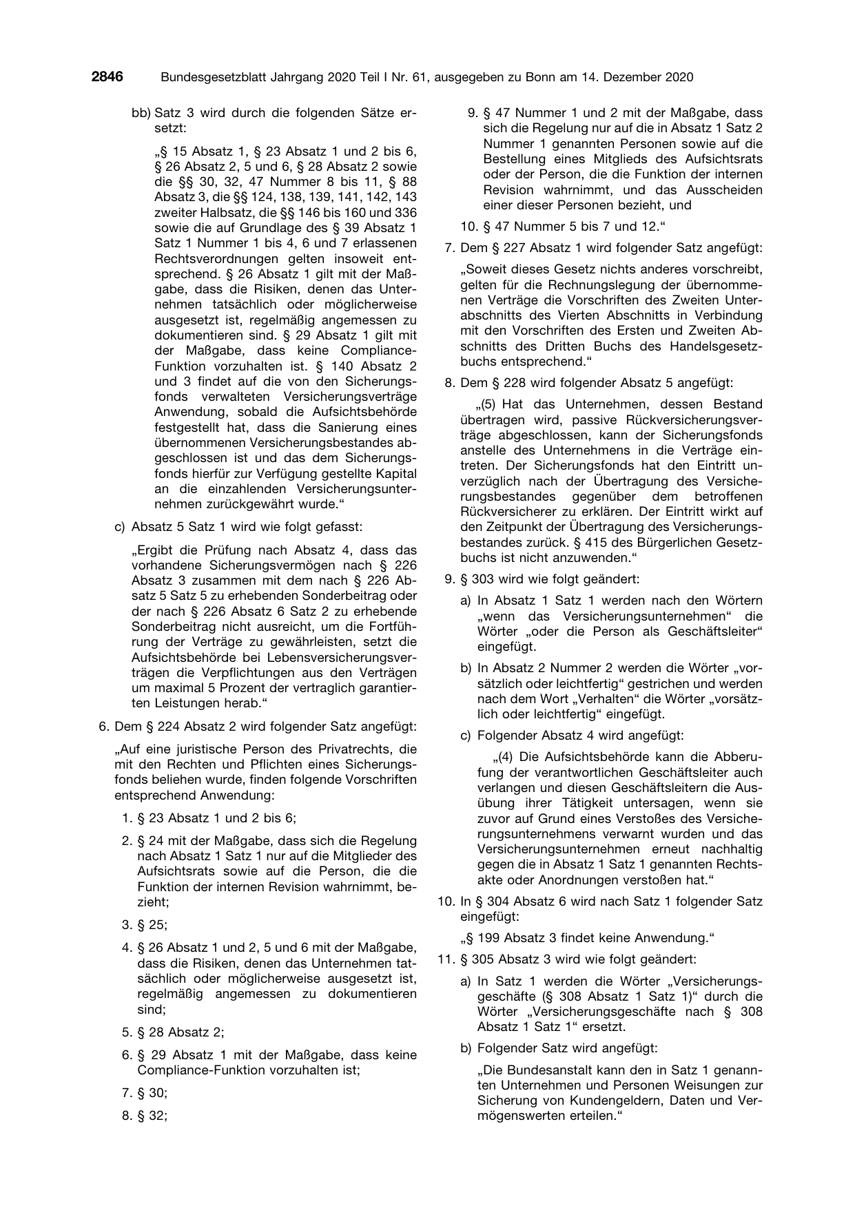 BGBl. 2020, Seite 2846 — Originalseite als Abbildung