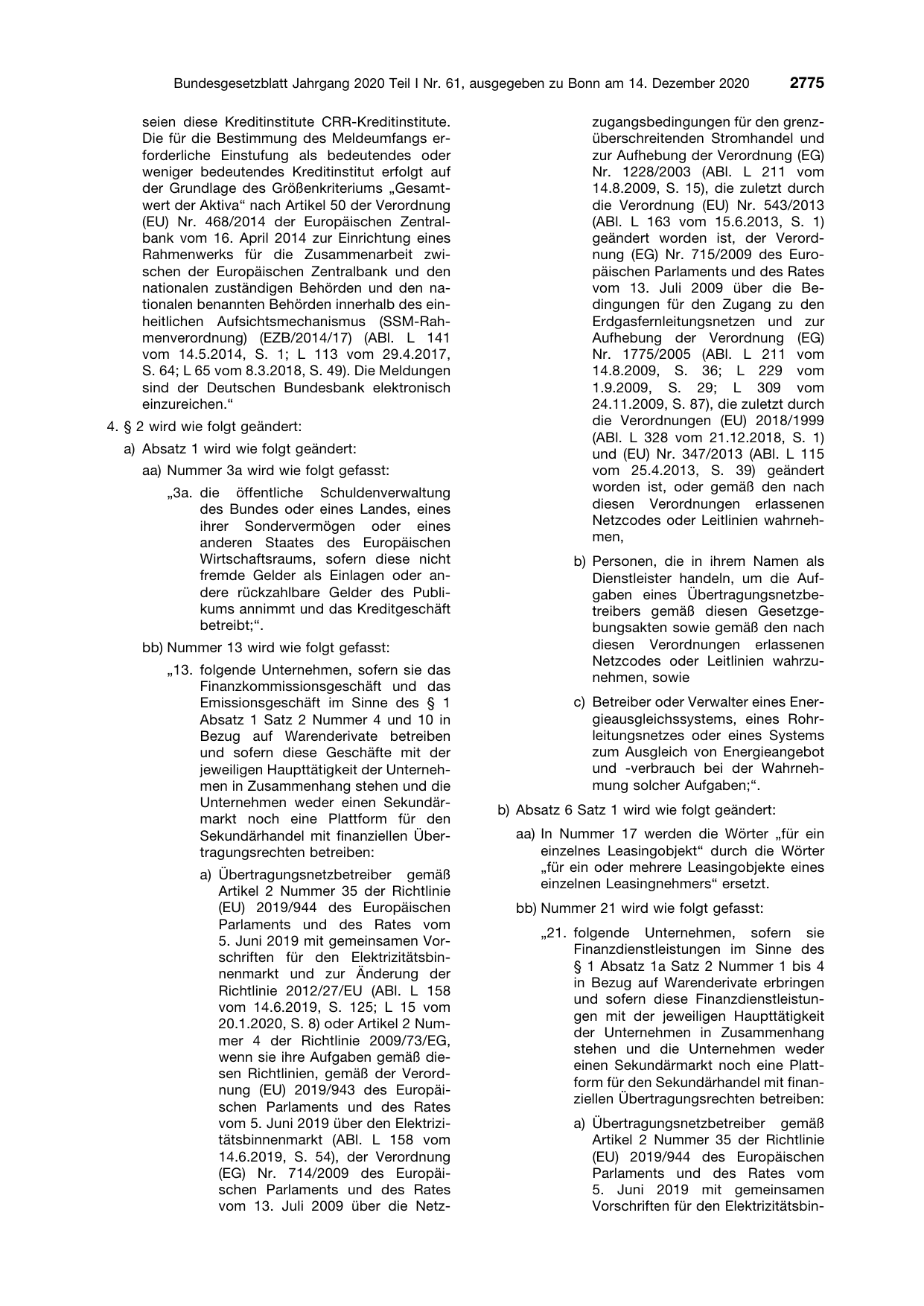 BGBl. 2020, Seite 2775 — Originalseite als Abbildung