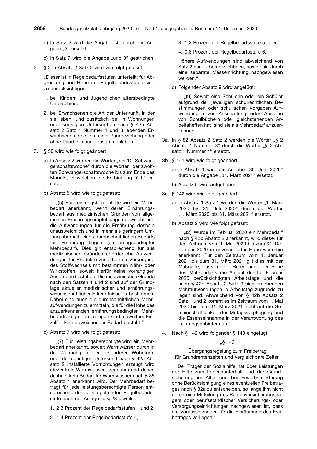 BGBl. 2020, Seite 2858 — Originalseite als Abbildung