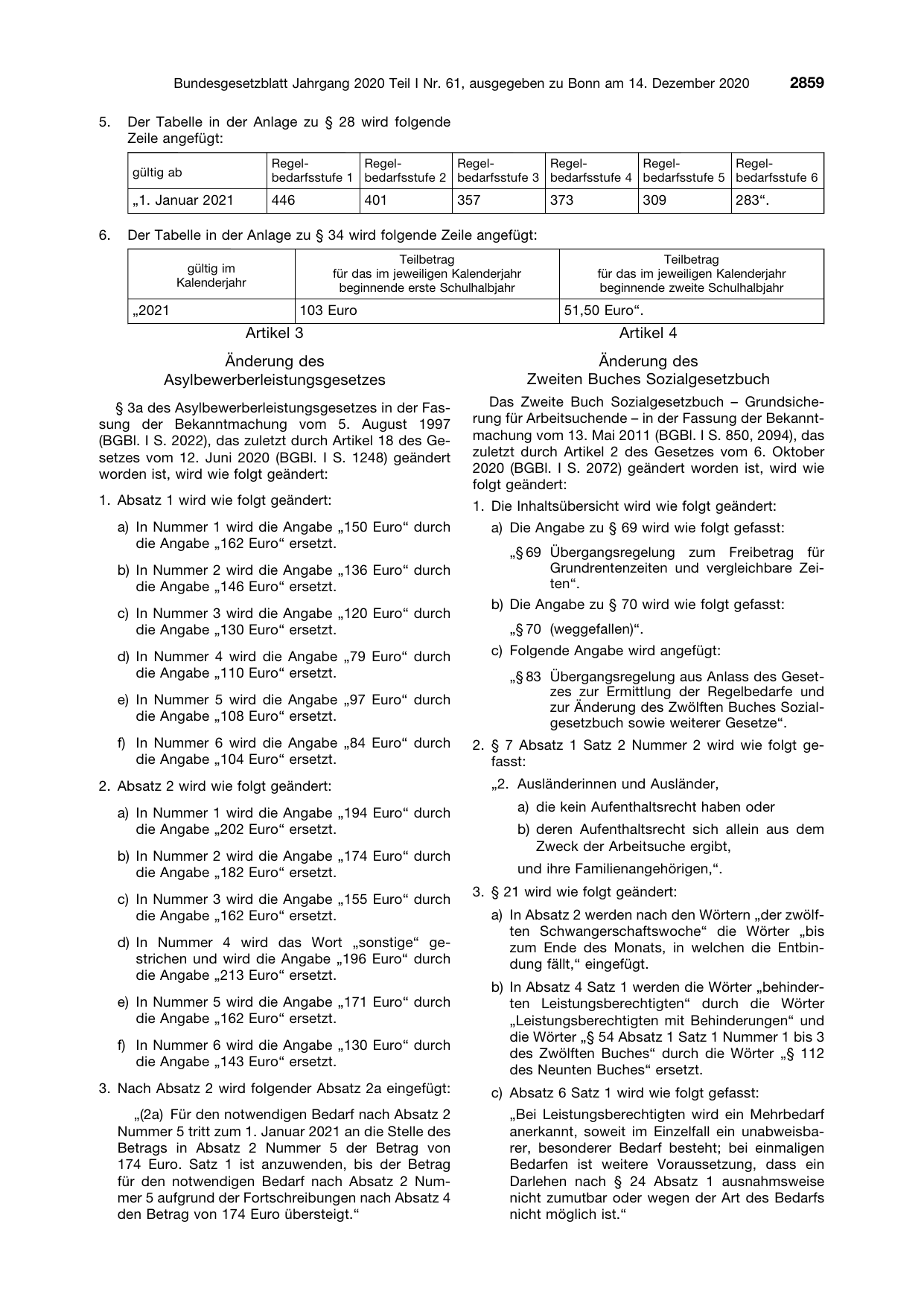 BGBl. 2020, Seite 2859 — Originalseite als Abbildung