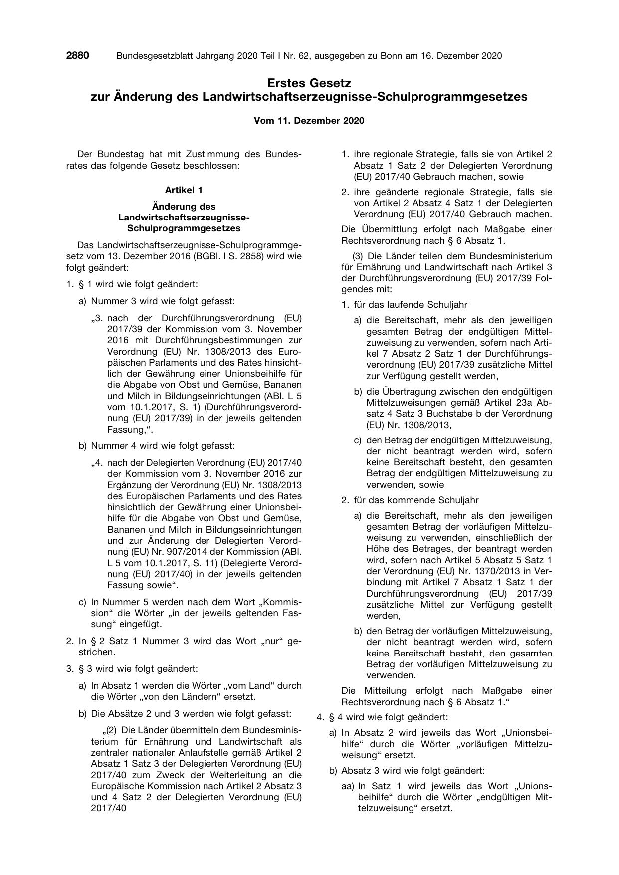 BGBl. 2020, Seite 2880 — Originalseite als Abbildung