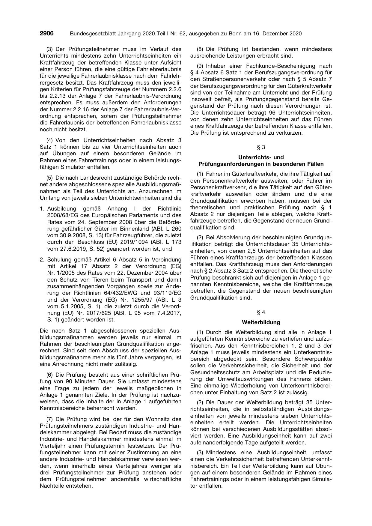 BGBl. 2020, Seite 2906 — Originalseite als Abbildung