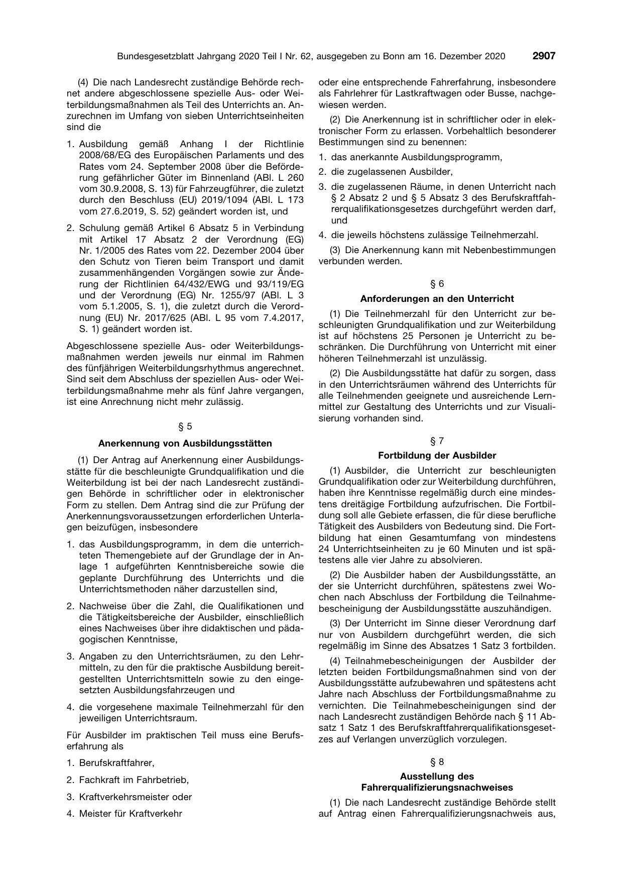 BGBl. 2020, Seite 2907 — Originalseite als Abbildung