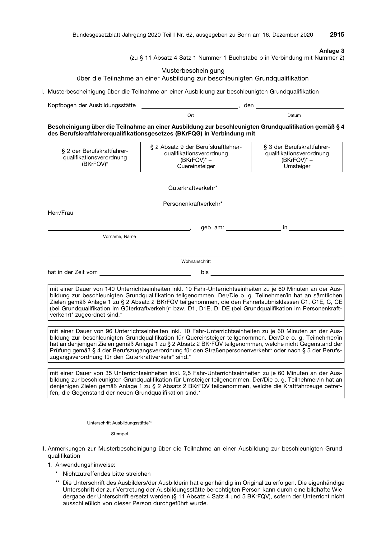 BGBl. 2020, Seite 2915 — Originalseite als Abbildung