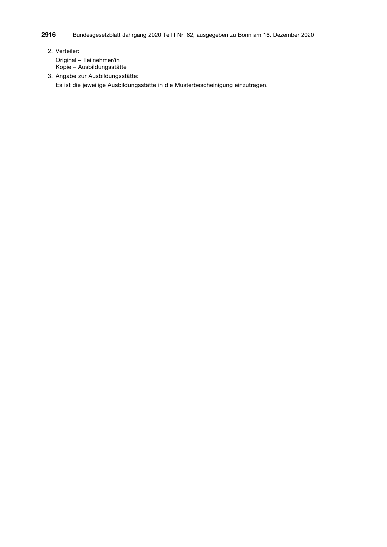 BGBl. 2020, Seite 2916 — Originalseite als Abbildung