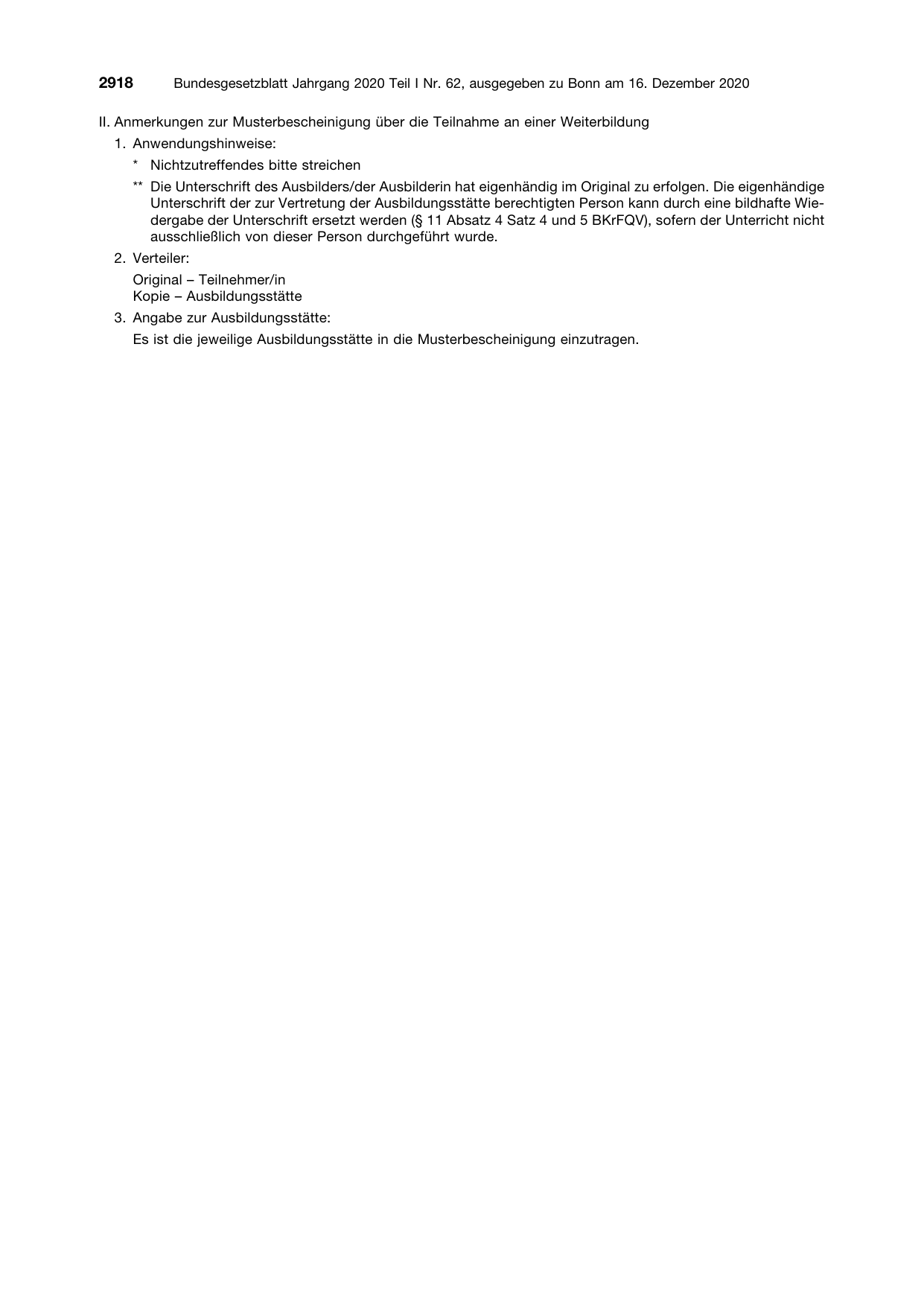 BGBl. 2020, Seite 2918 — Originalseite als Abbildung
