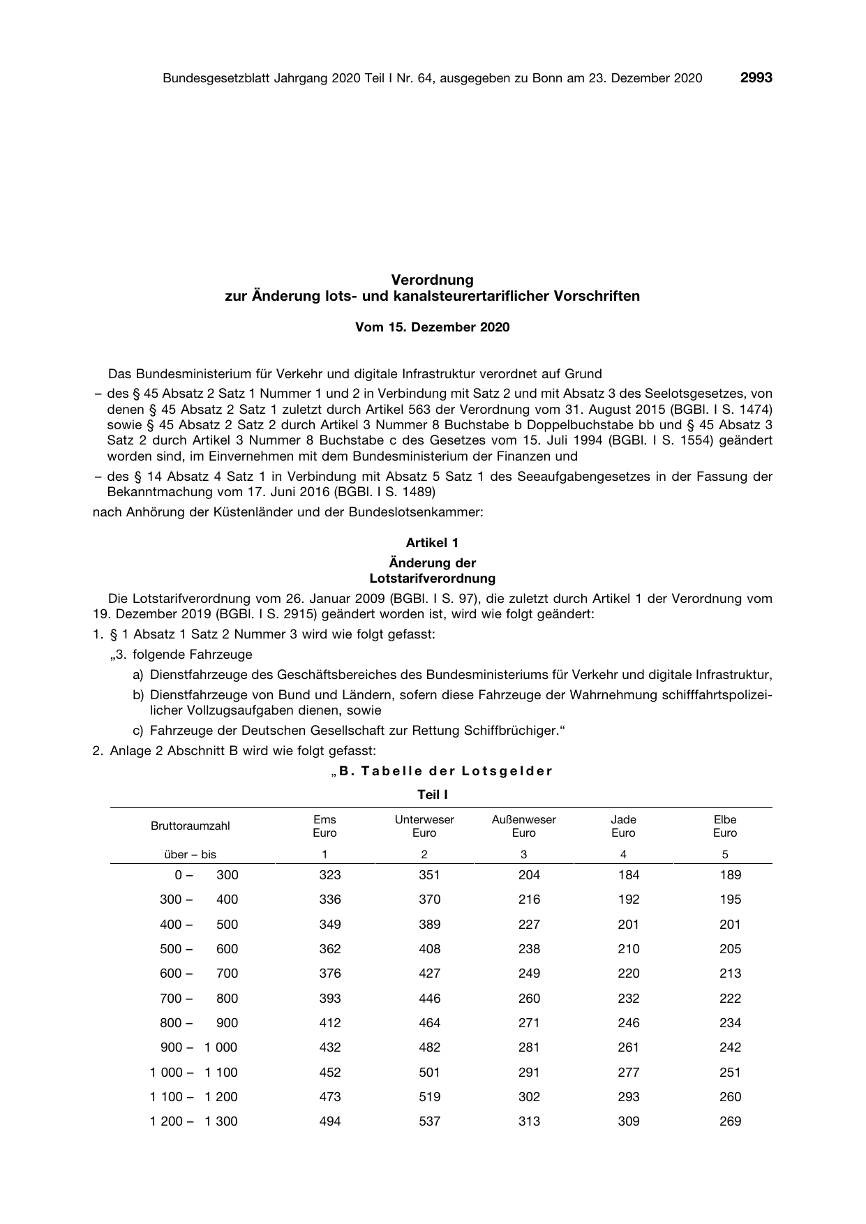 BGBl. 2020, Seite 2993 — Originalseite als Abbildung