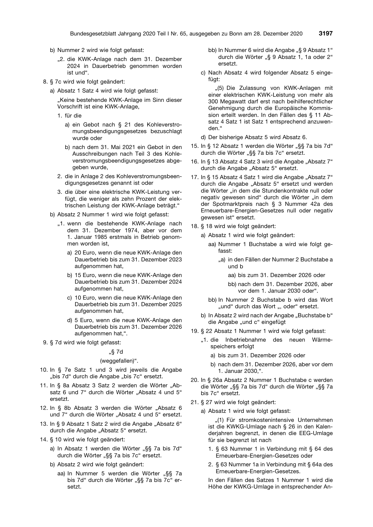 BGBl. 2020, Seite 3197 — Originalseite als Abbildung