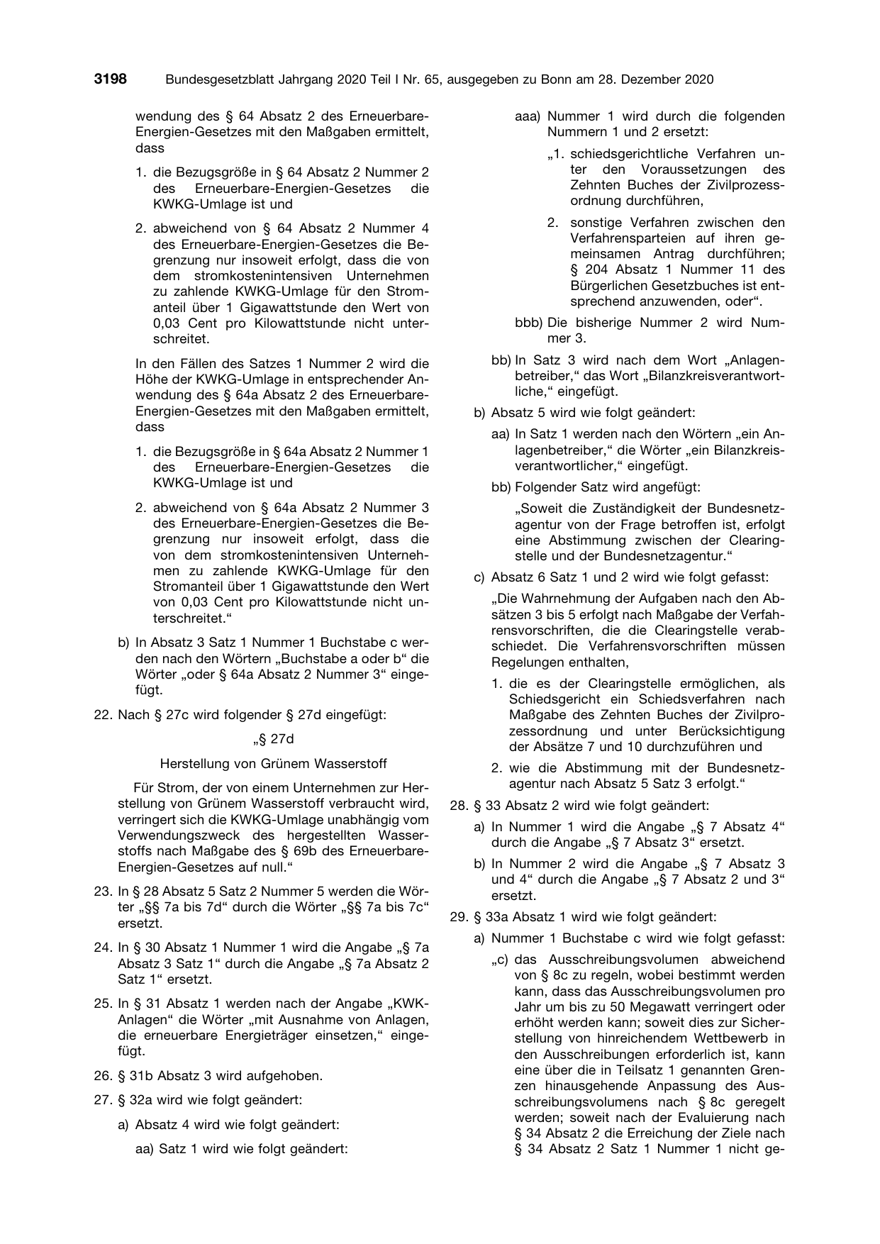 BGBl. 2020, Seite 3198 — Originalseite als Abbildung