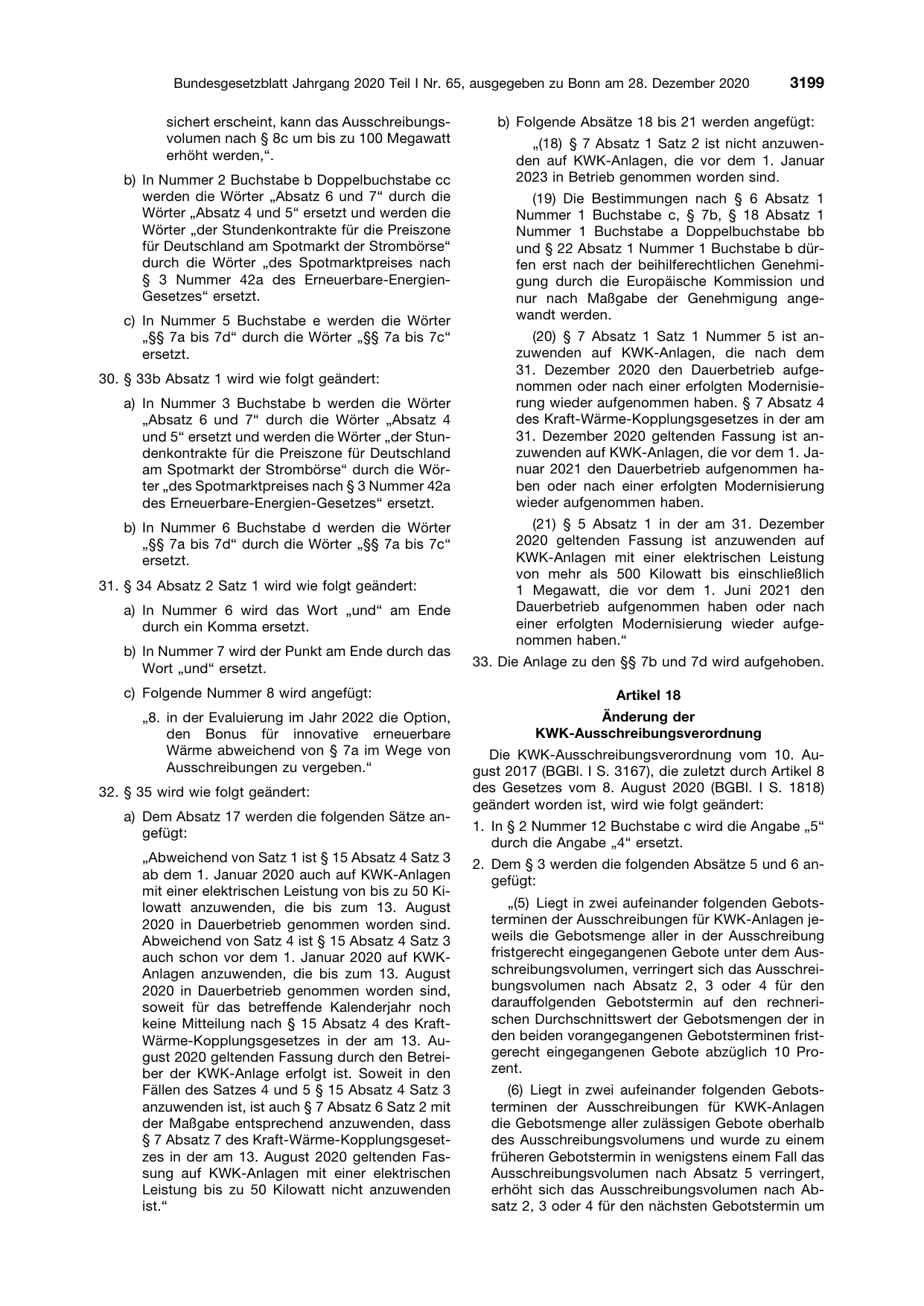 BGBl. 2020, Seite 3199 — Originalseite als Abbildung