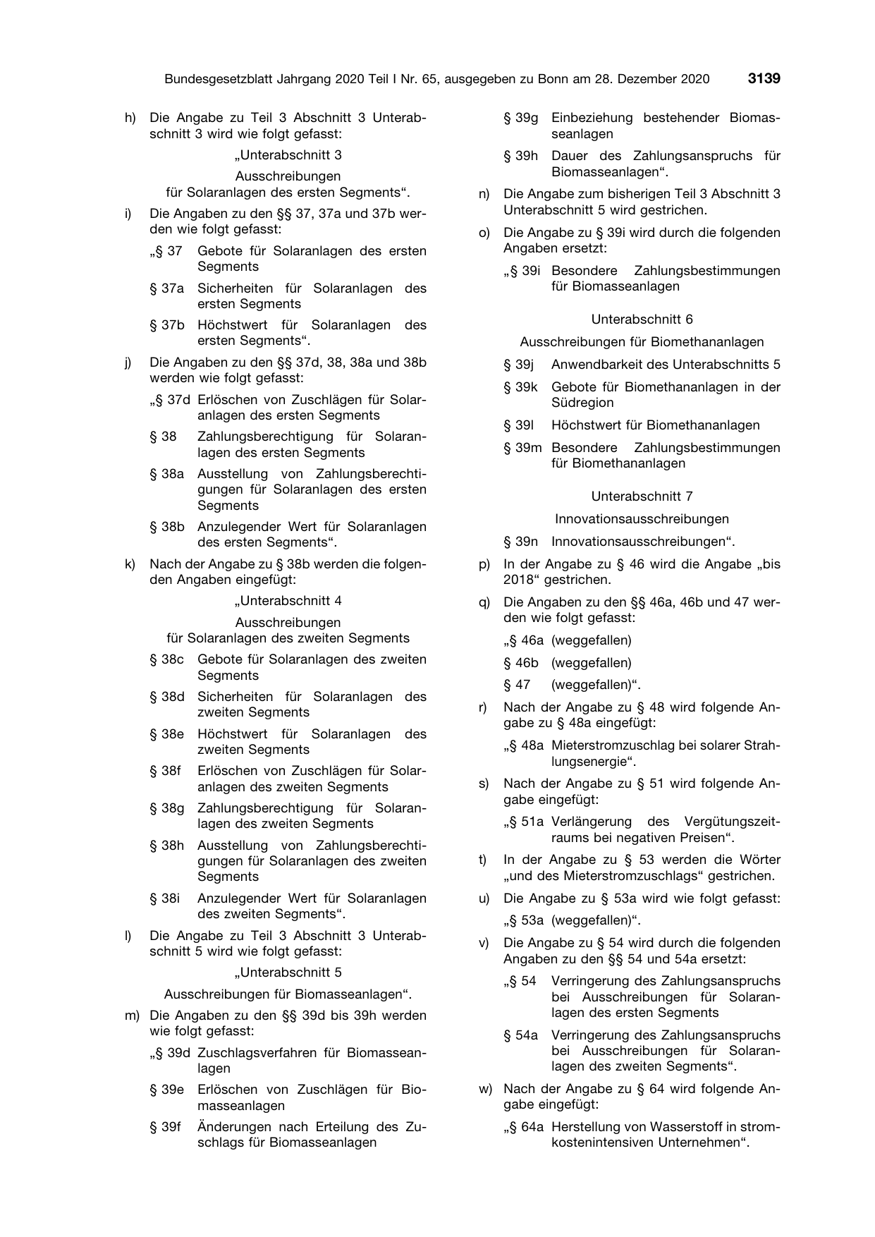 BGBl. 2020, Seite 3139 — Originalseite als Abbildung