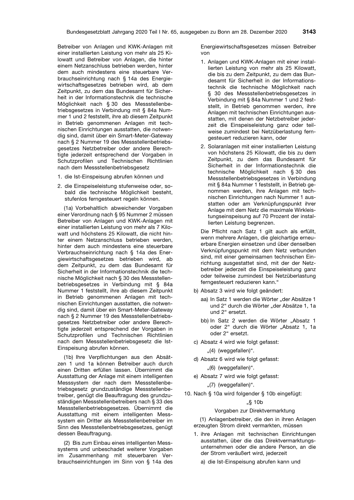 BGBl. 2020, Seite 3143 — Originalseite als Abbildung
