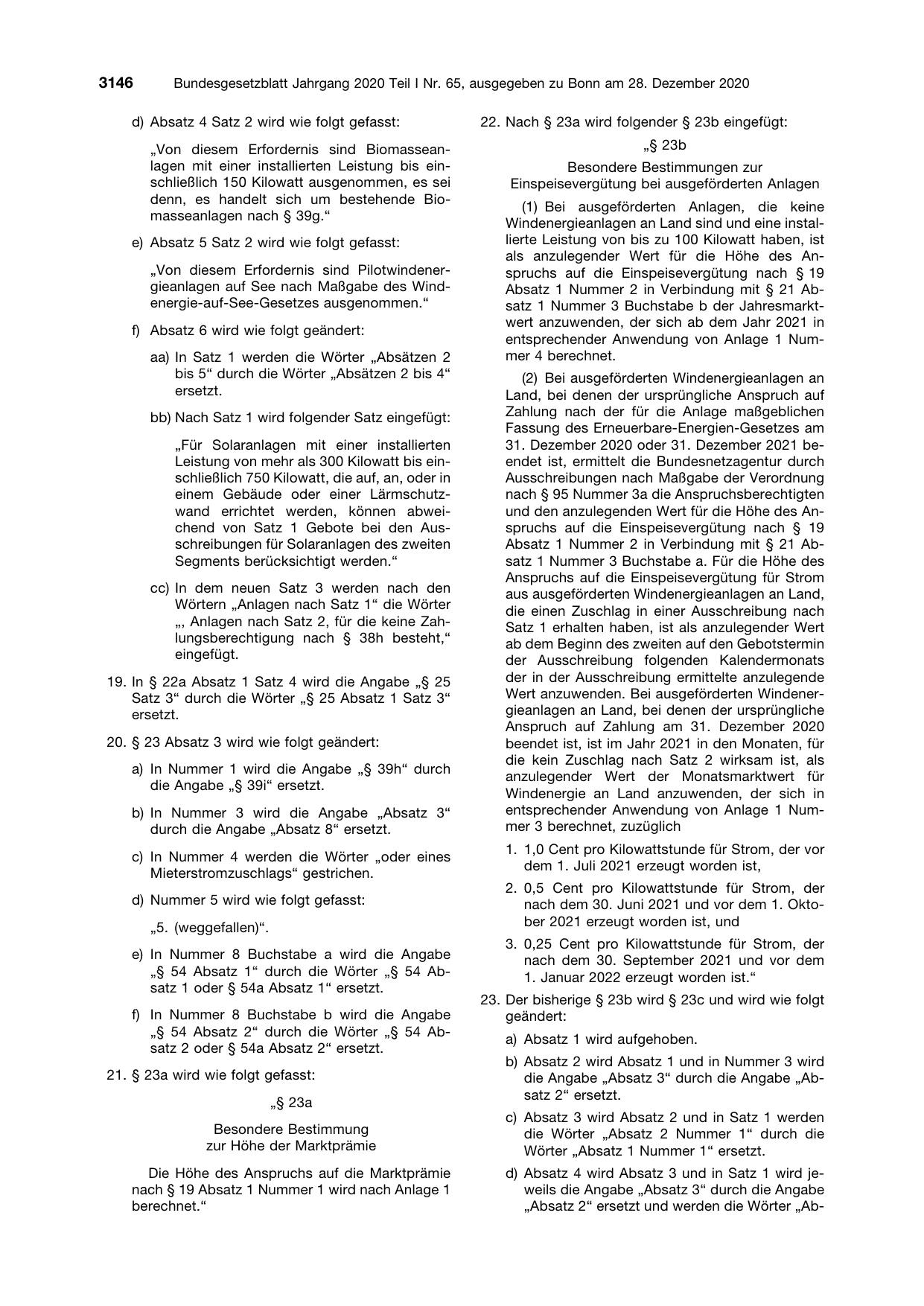 BGBl. 2020, Seite 3146 — Originalseite als Abbildung