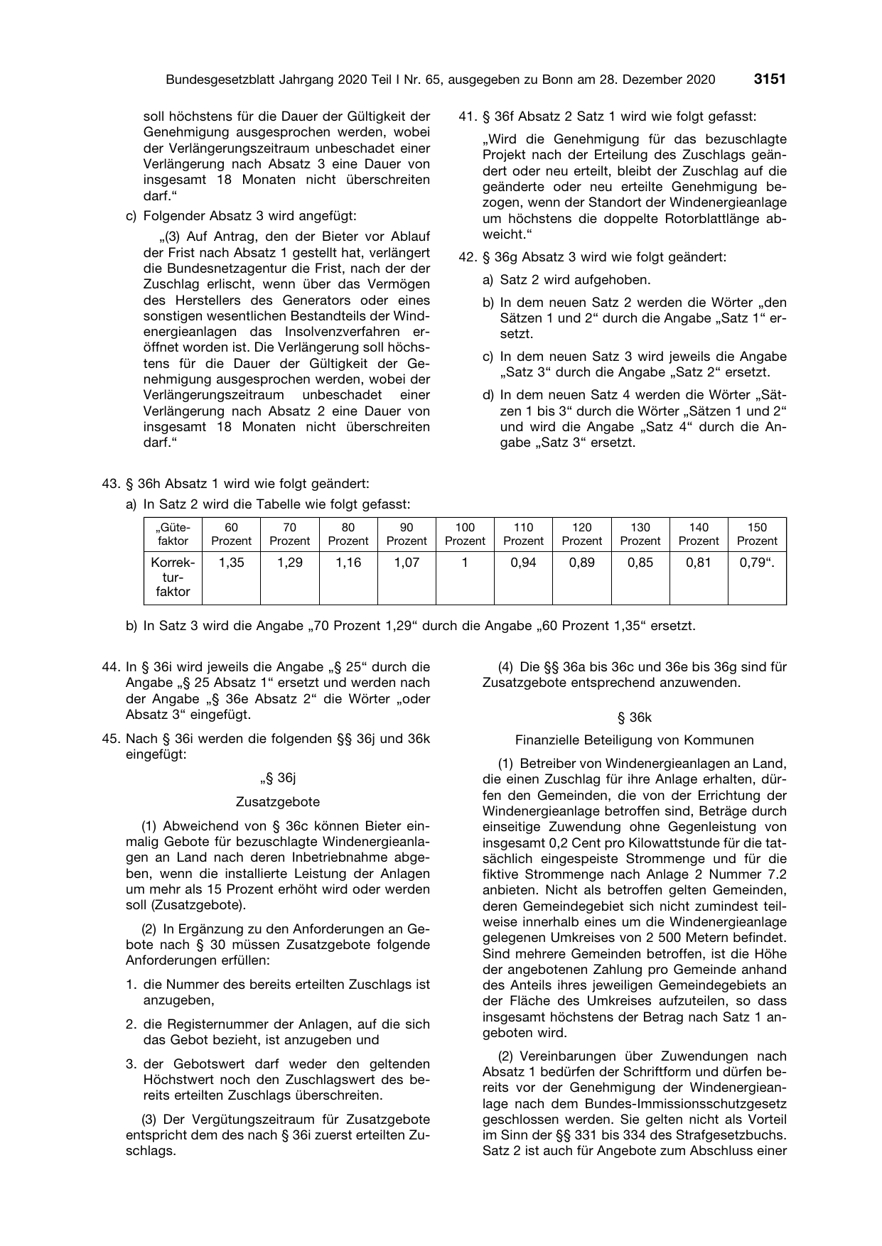 BGBl. 2020, Seite 3151 — Originalseite als Abbildung