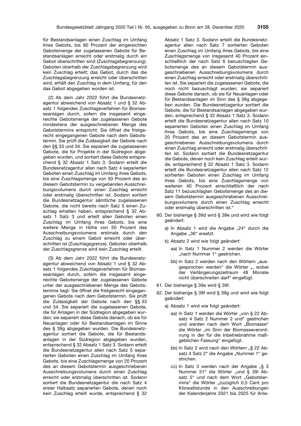 BGBl. 2020, Seite 3155 — Originalseite als Abbildung