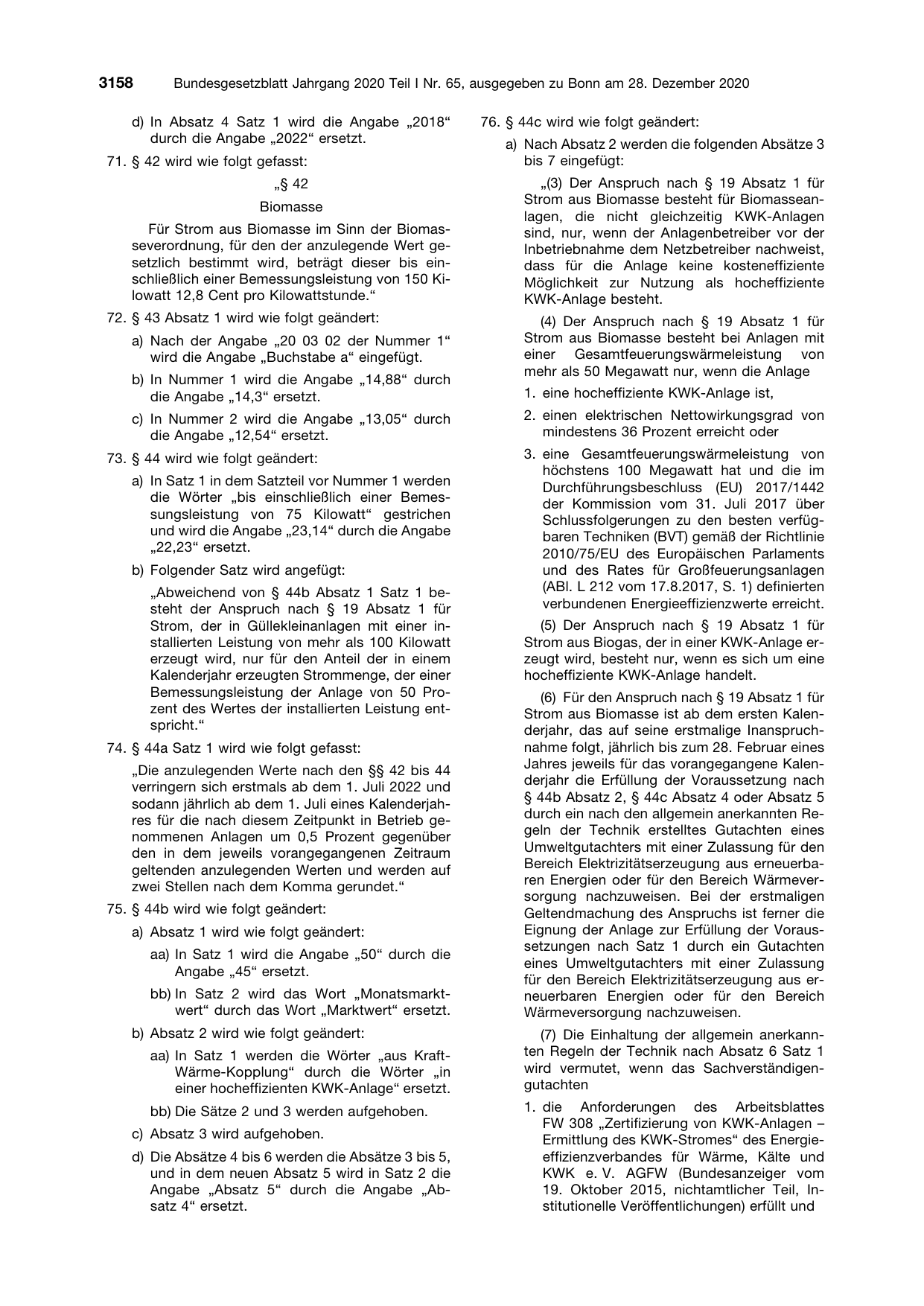 BGBl. 2020, Seite 3158 — Originalseite als Abbildung