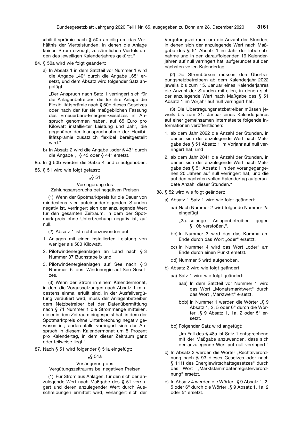 BGBl. 2020, Seite 3161 — Originalseite als Abbildung