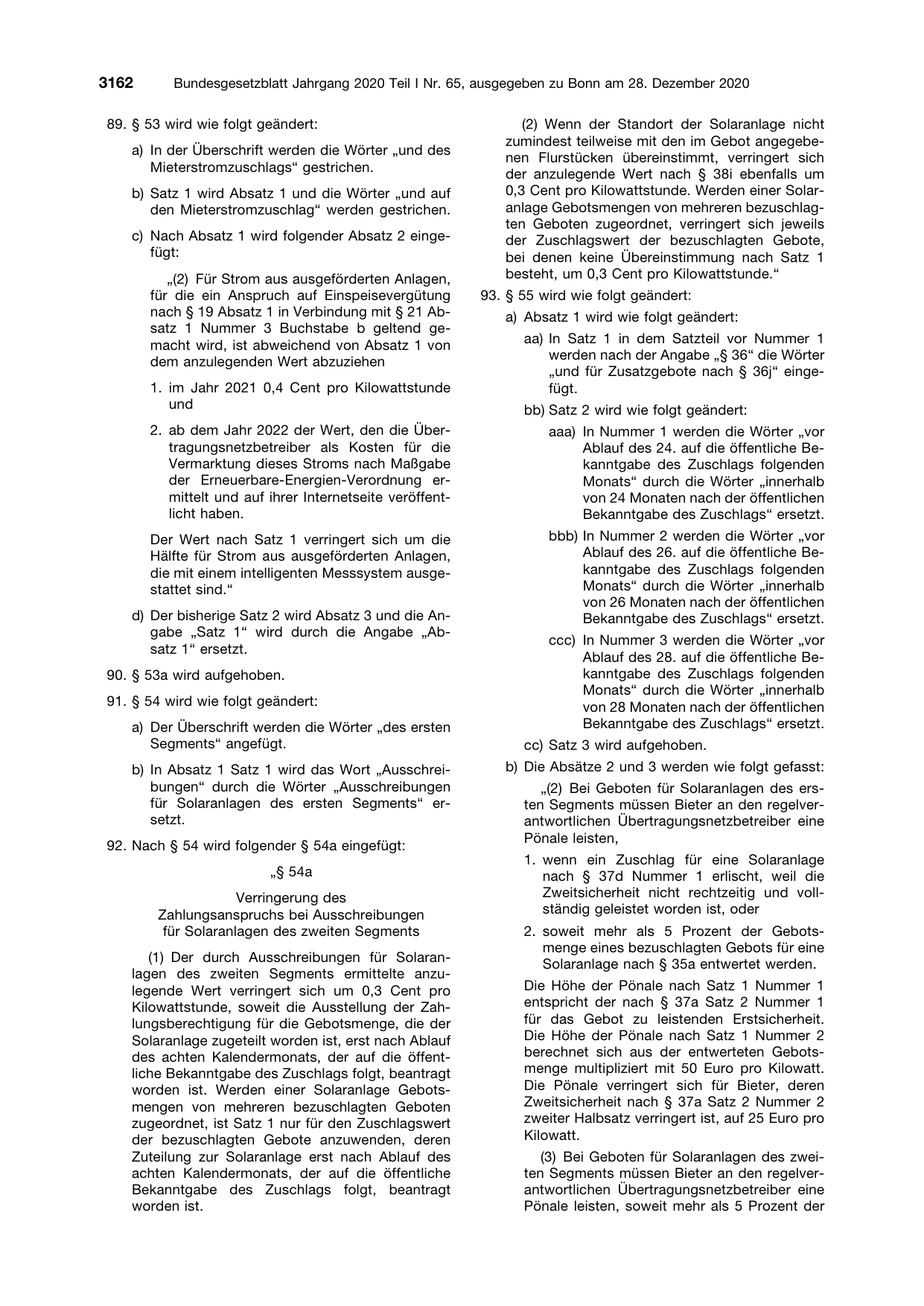BGBl. 2020, Seite 3162 — Originalseite als Abbildung