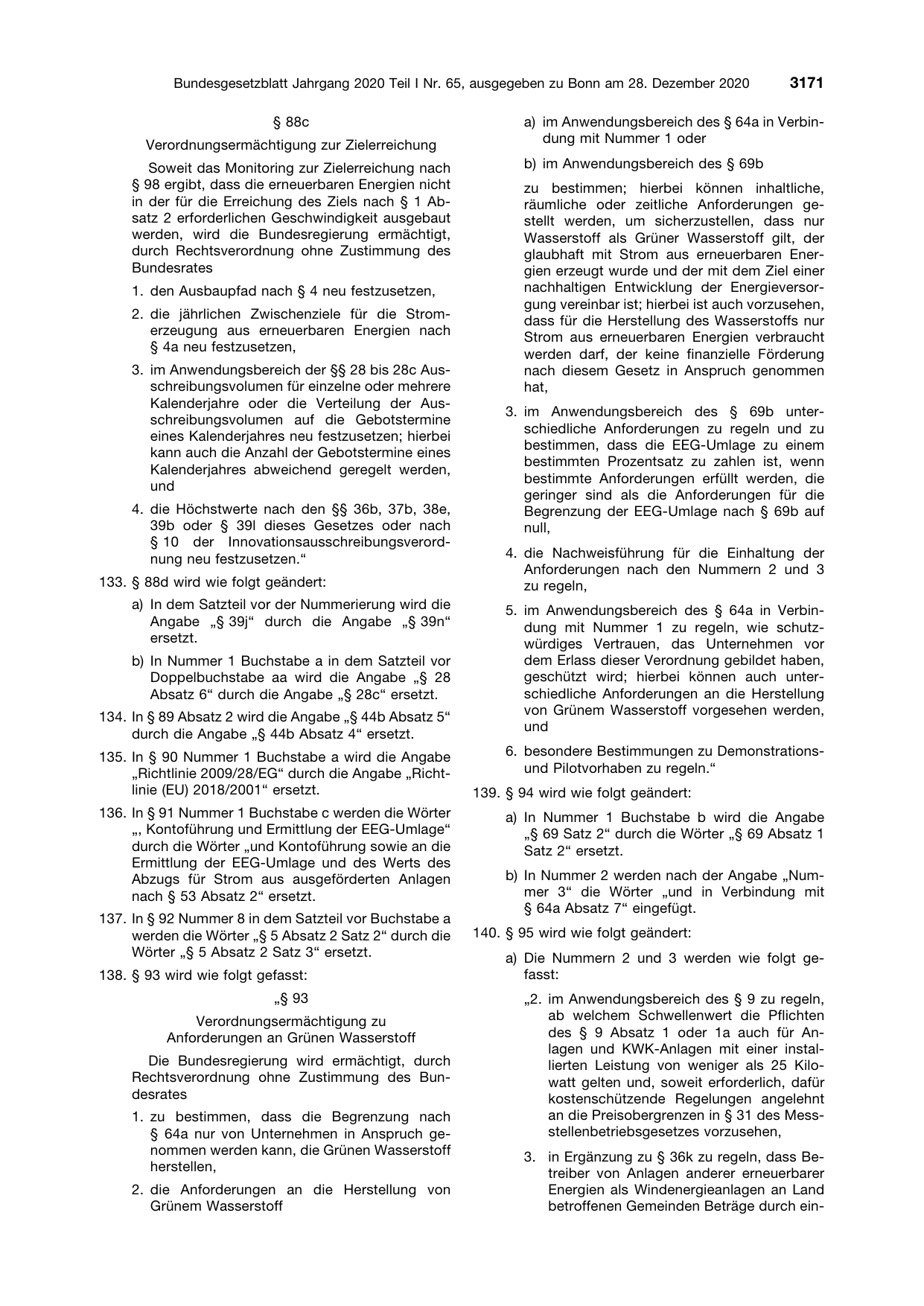 BGBl. 2020, Seite 3171 — Originalseite als Abbildung