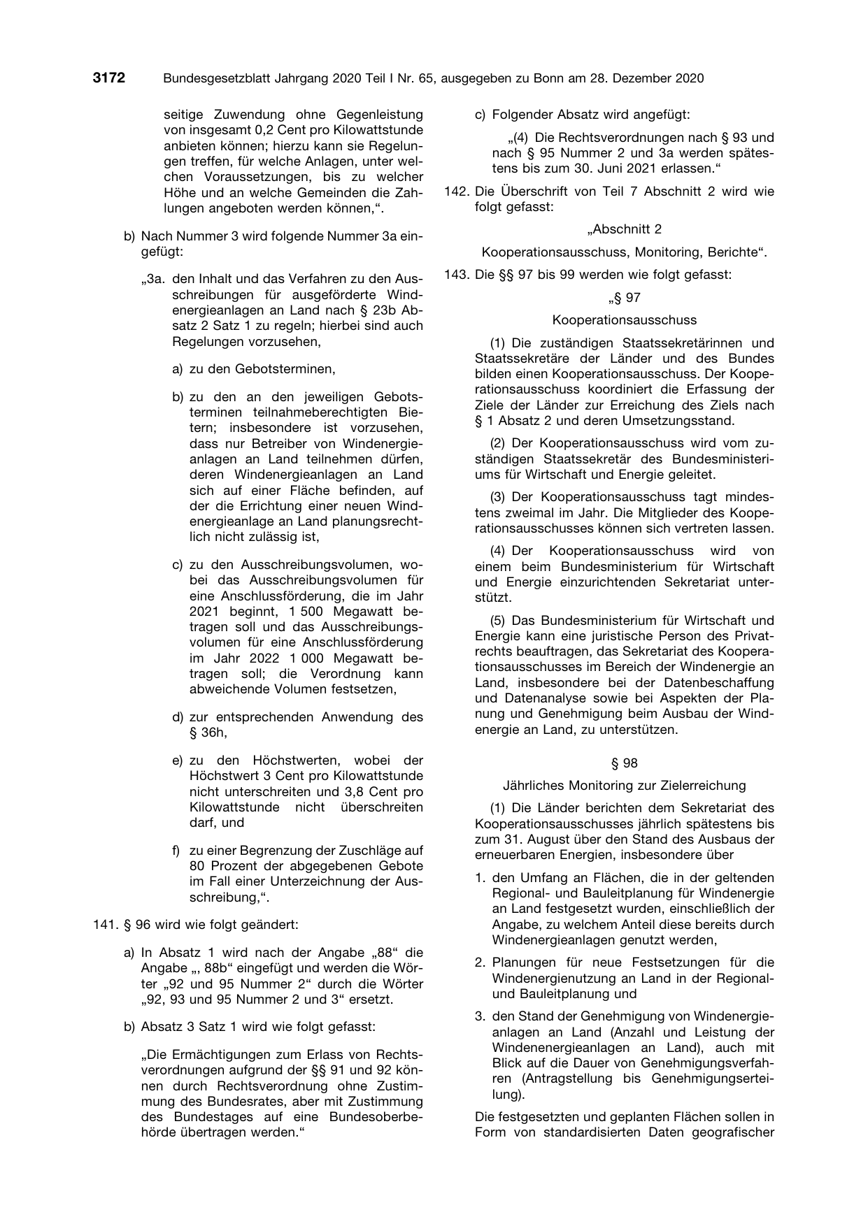 BGBl. 2020, Seite 3172 — Originalseite als Abbildung