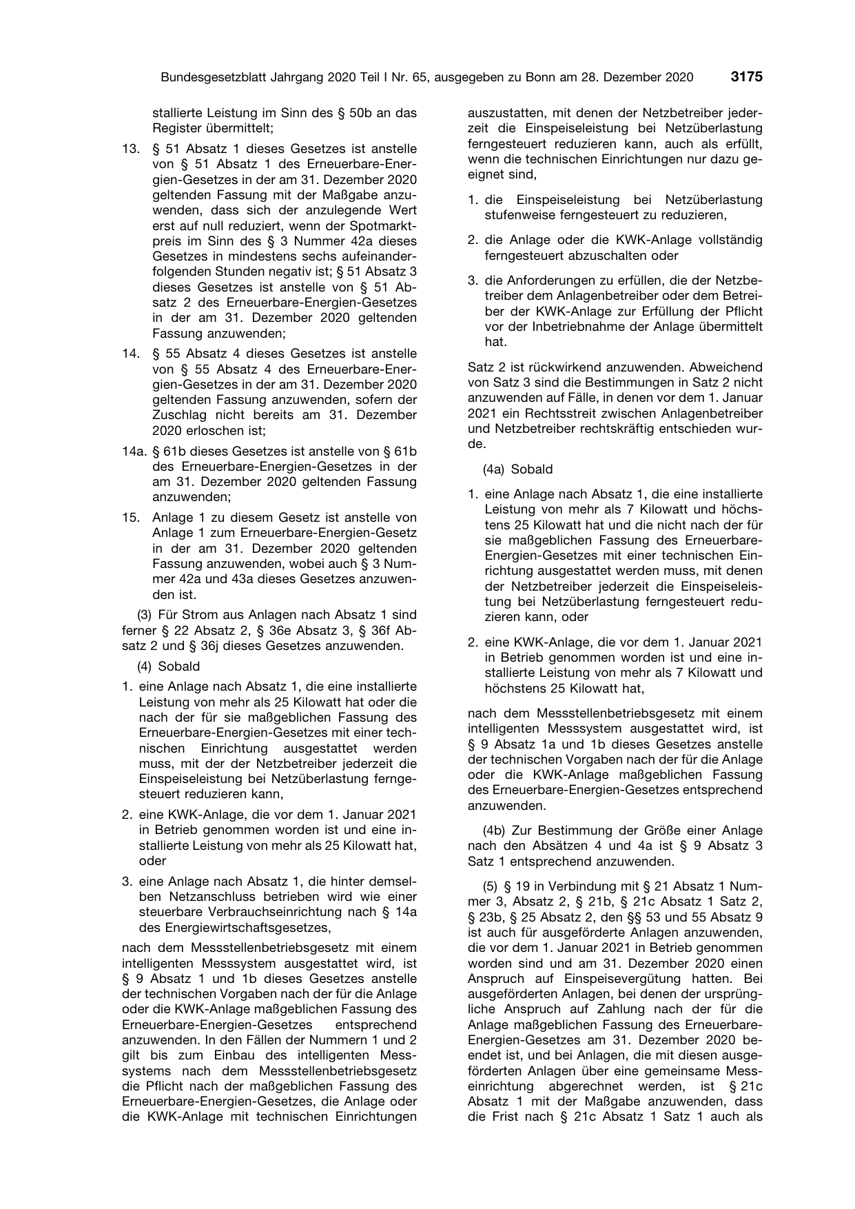 BGBl. 2020, Seite 3175 — Originalseite als Abbildung