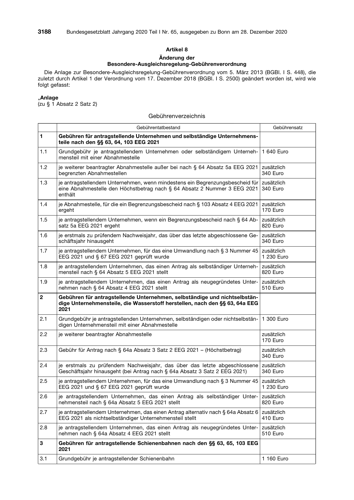 BGBl. 2020, Seite 3188 — Originalseite als Abbildung
