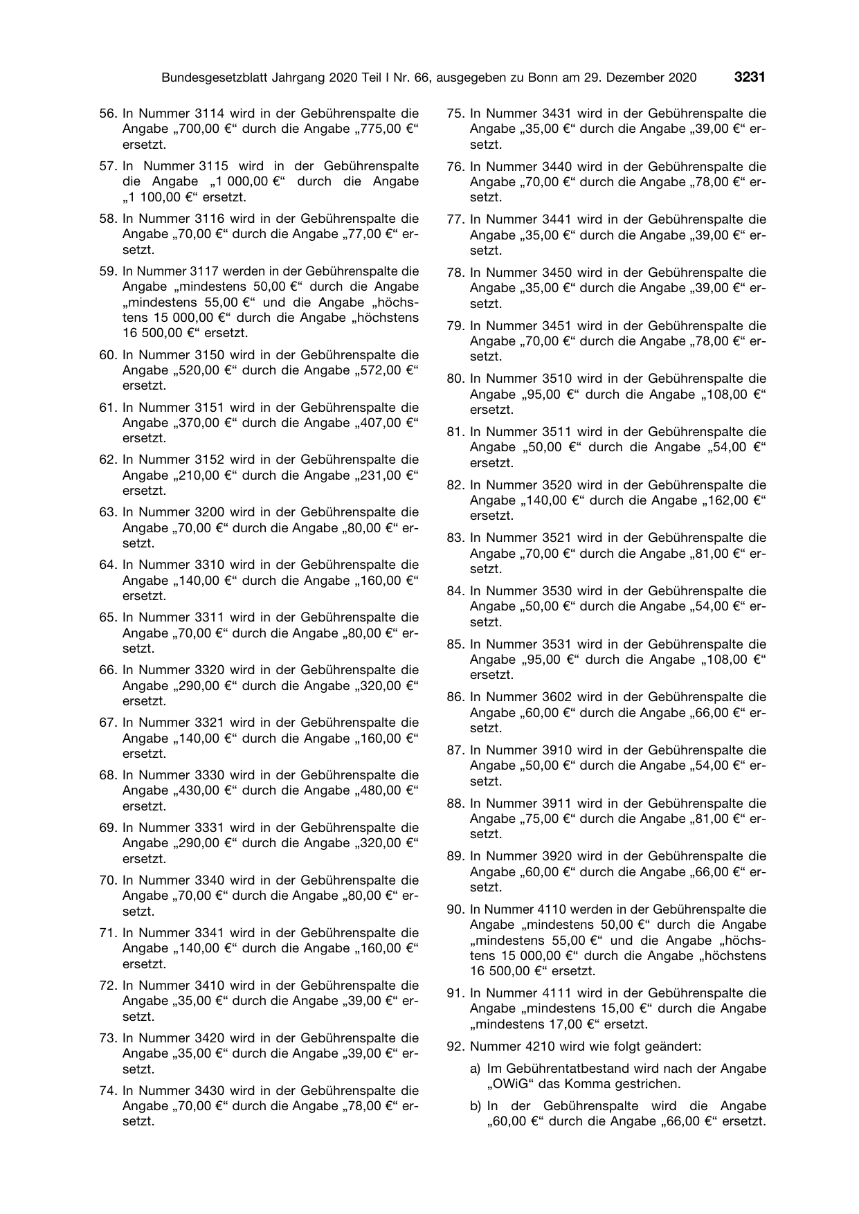 BGBl. 2020, Seite 3231 — Originalseite als Abbildung