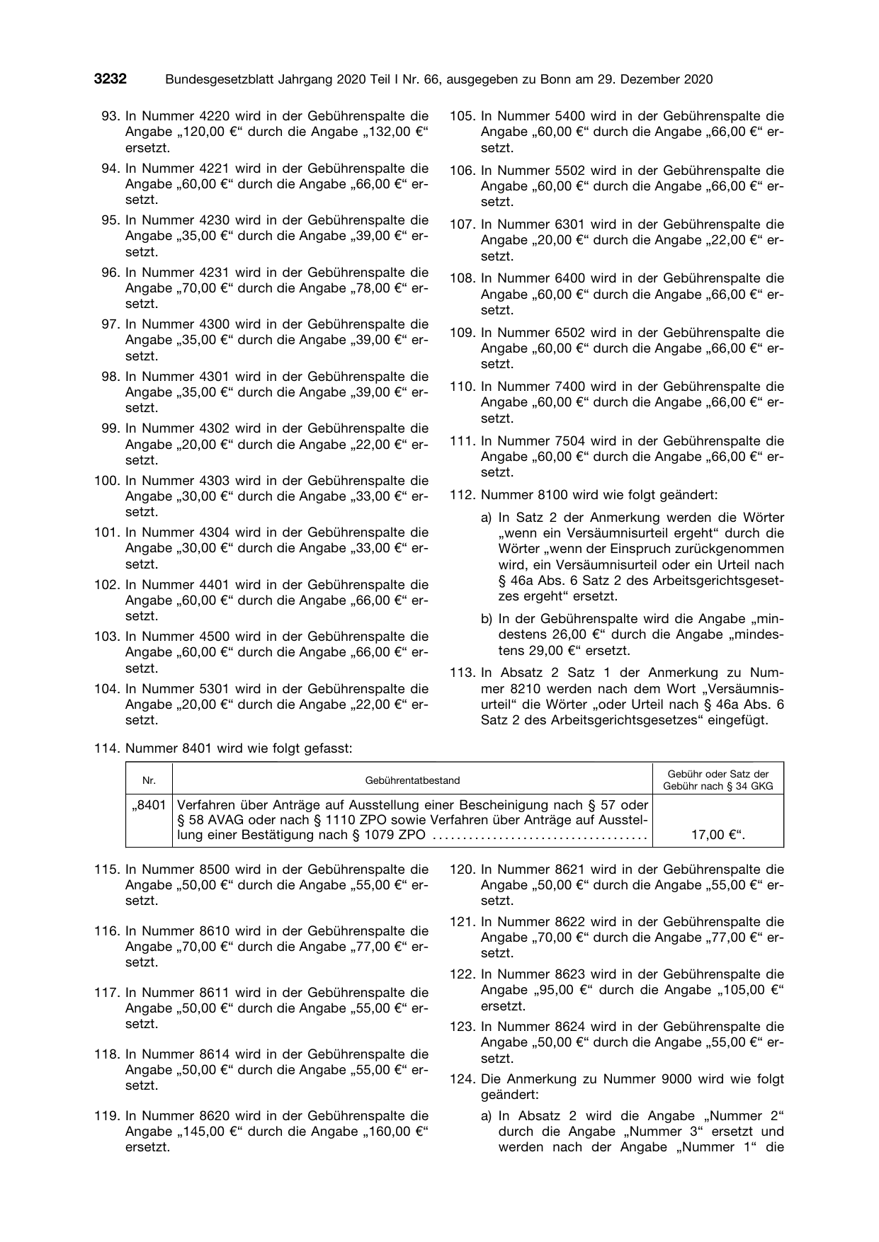 BGBl. 2020, Seite 3232 — Originalseite als Abbildung