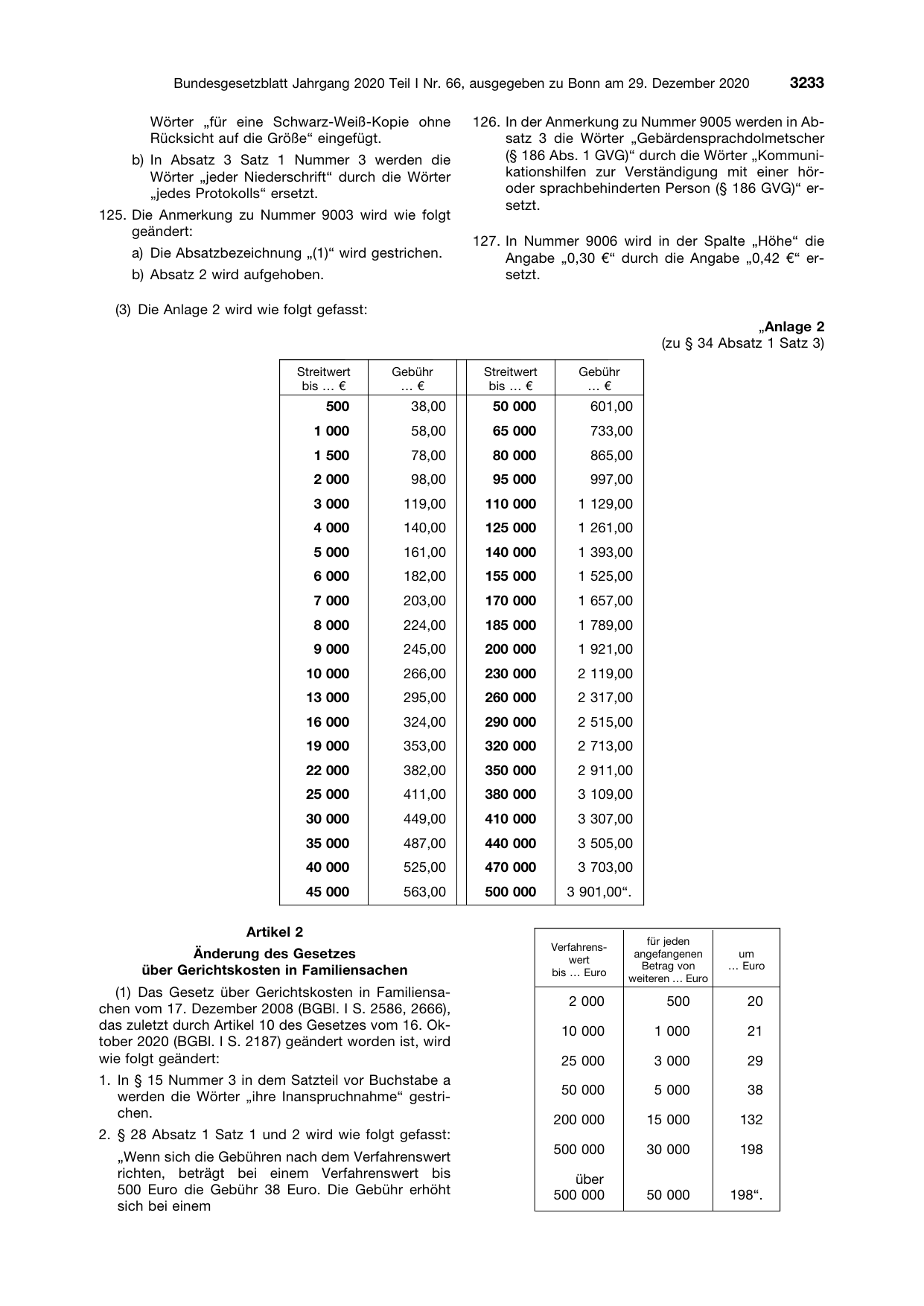 BGBl. 2020, Seite 3233 — Originalseite als Abbildung