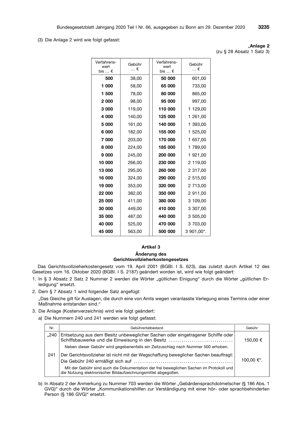 BGBl. 2020, Seite 3235 — Originalseite als Abbildung