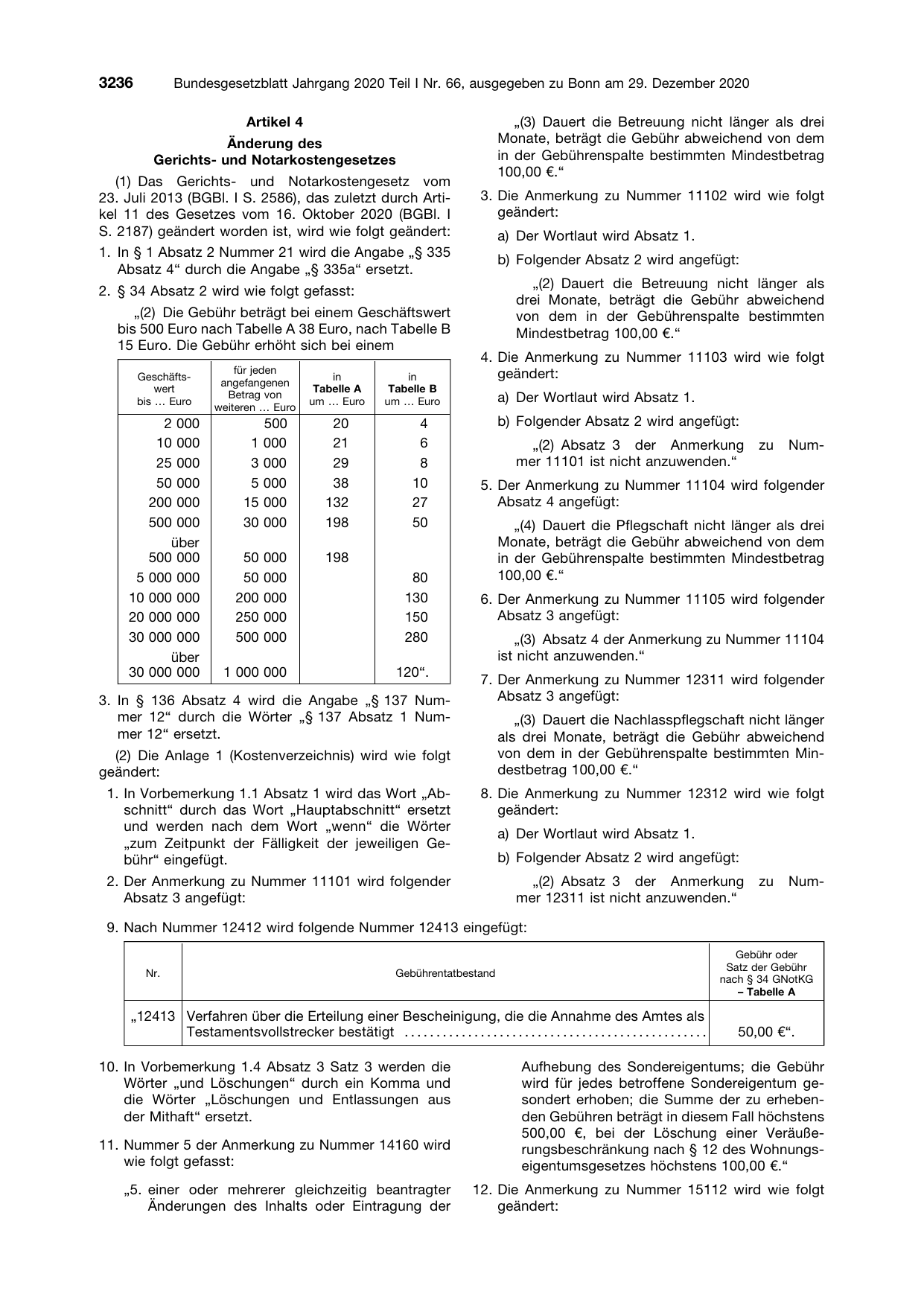 BGBl. 2020, Seite 3236 — Originalseite als Abbildung