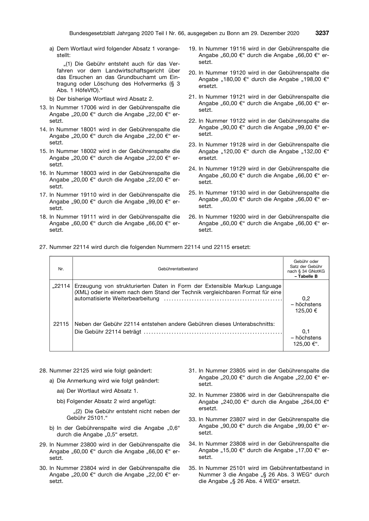BGBl. 2020, Seite 3237 — Originalseite als Abbildung