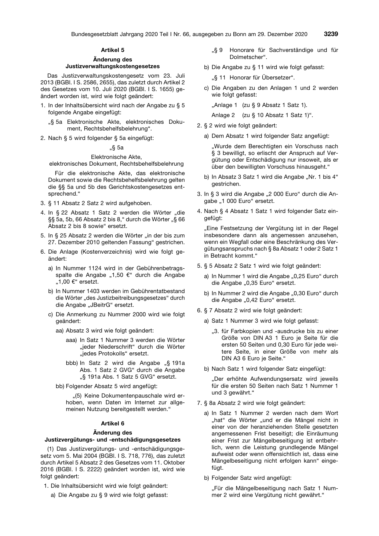 BGBl. 2020, Seite 3239 — Originalseite als Abbildung