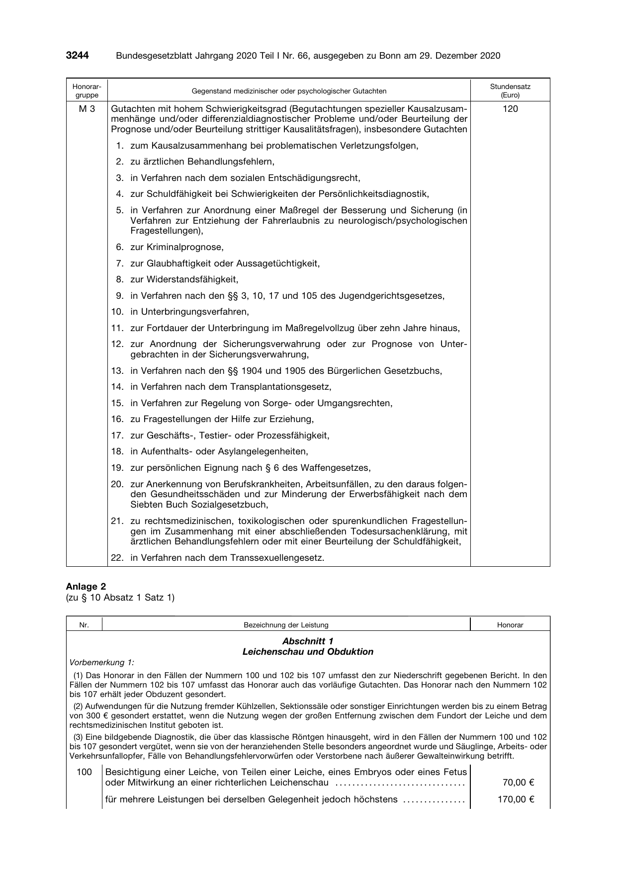 BGBl. 2020, Seite 3244 — Originalseite als Abbildung
