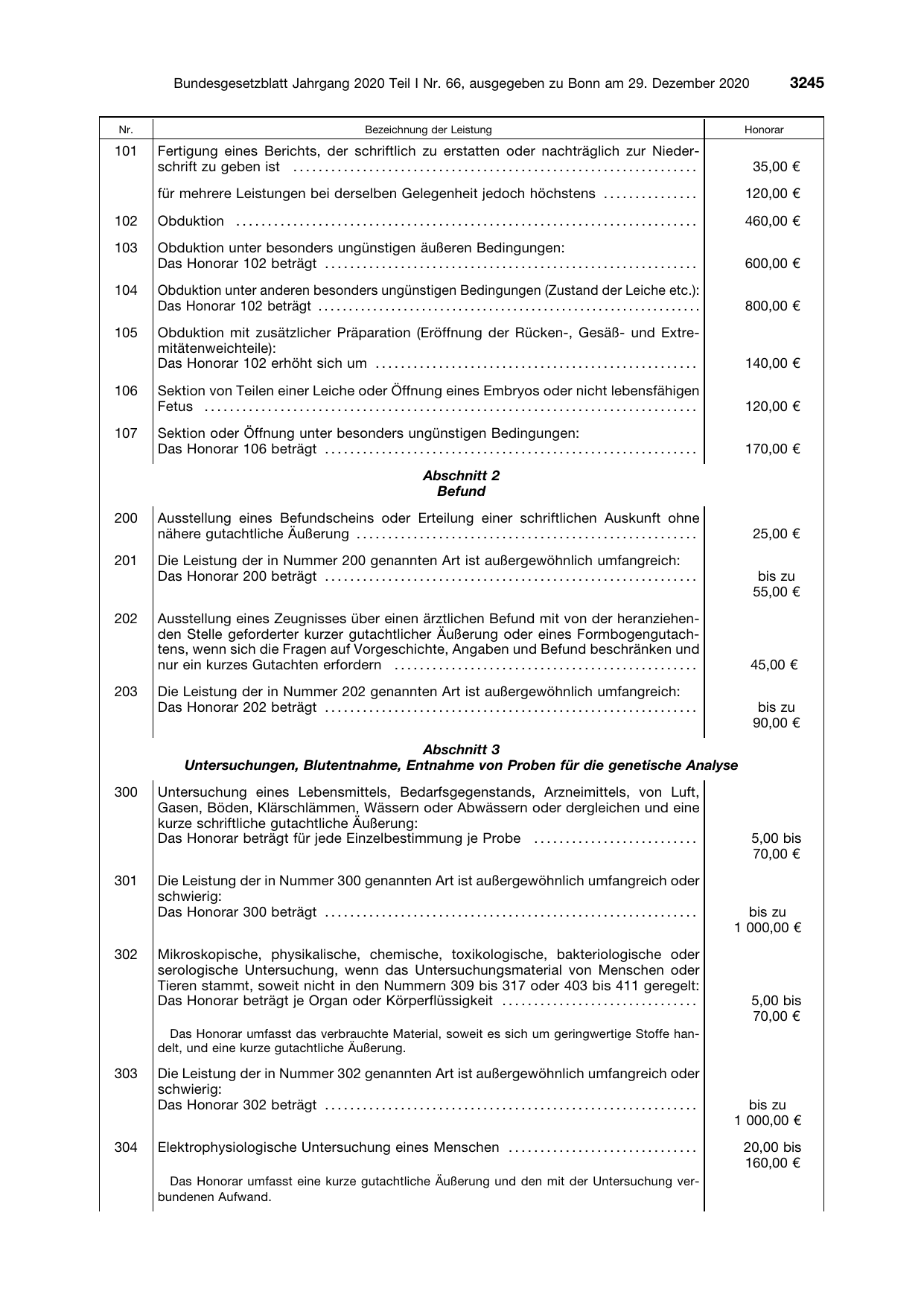 BGBl. 2020, Seite 3245 — Originalseite als Abbildung