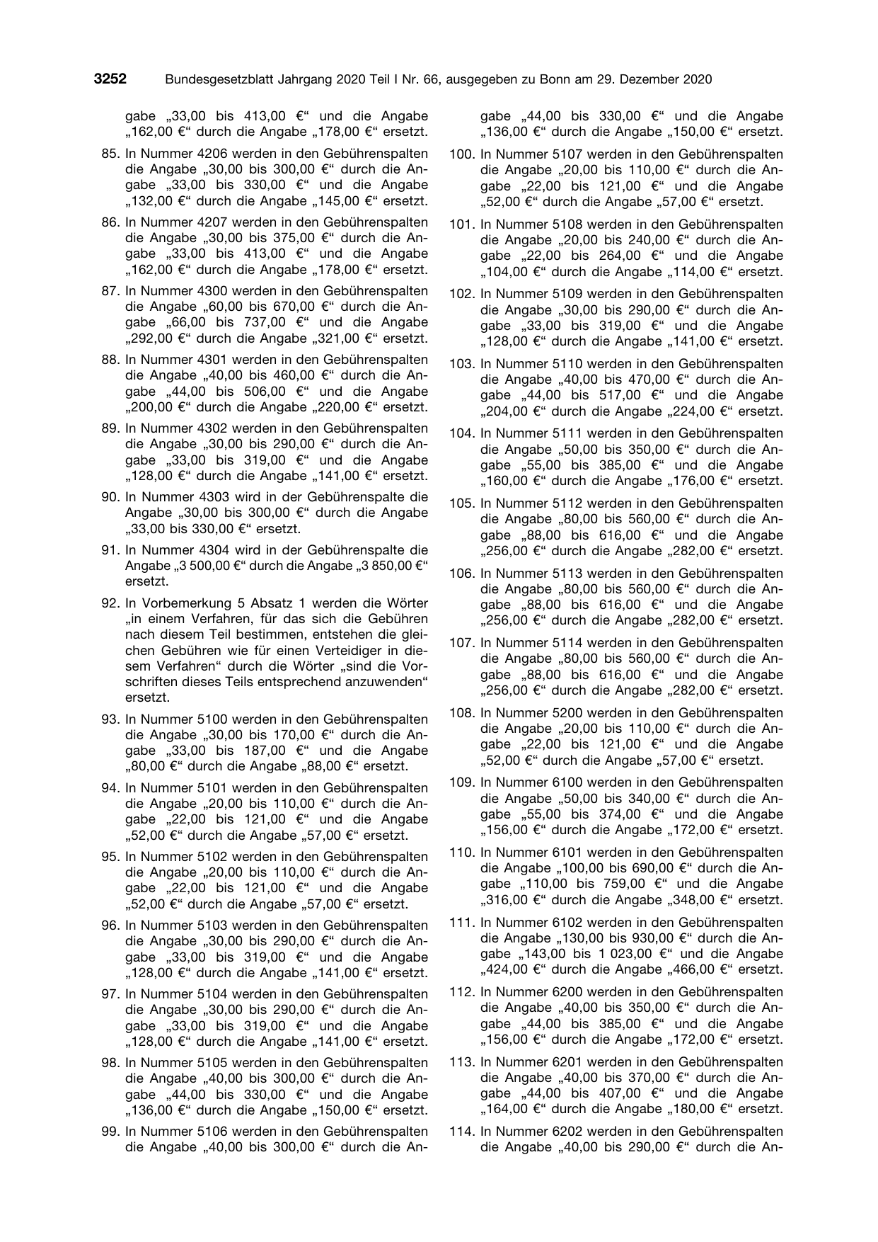 BGBl. 2020, Seite 3252 — Originalseite als Abbildung