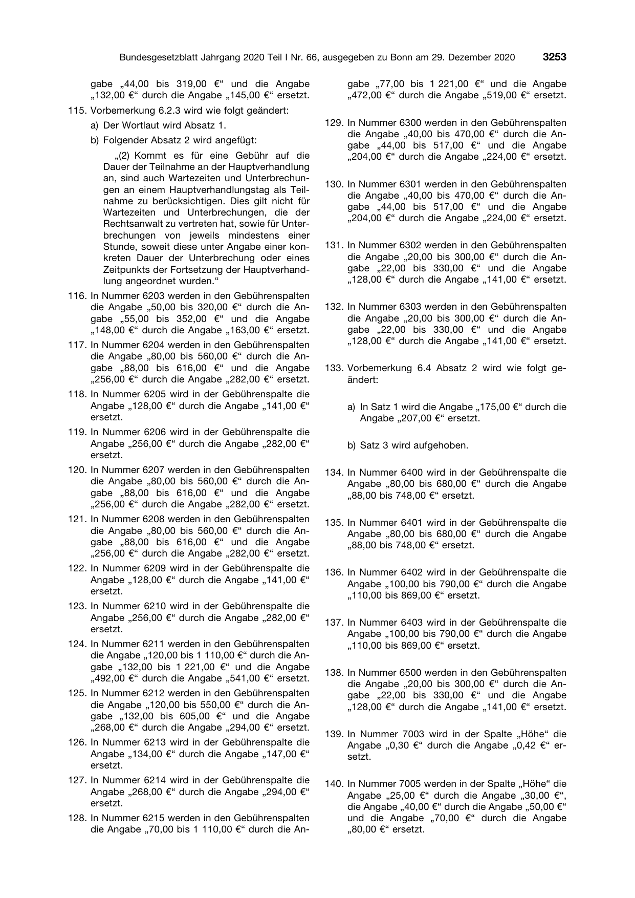 BGBl. 2020, Seite 3253 — Originalseite als Abbildung