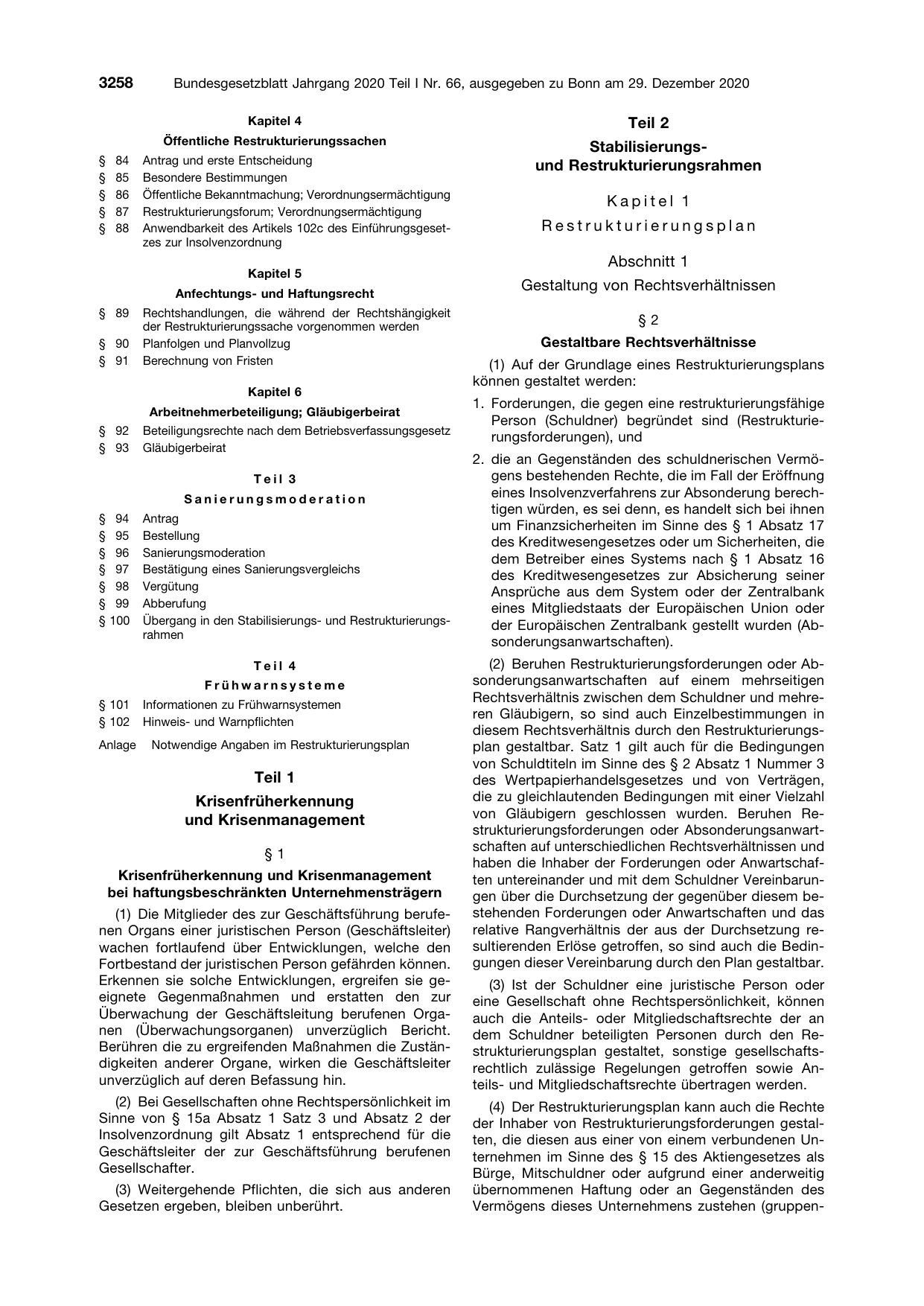 BGBl. 2020, Seite 3258 — Originalseite als Abbildung
