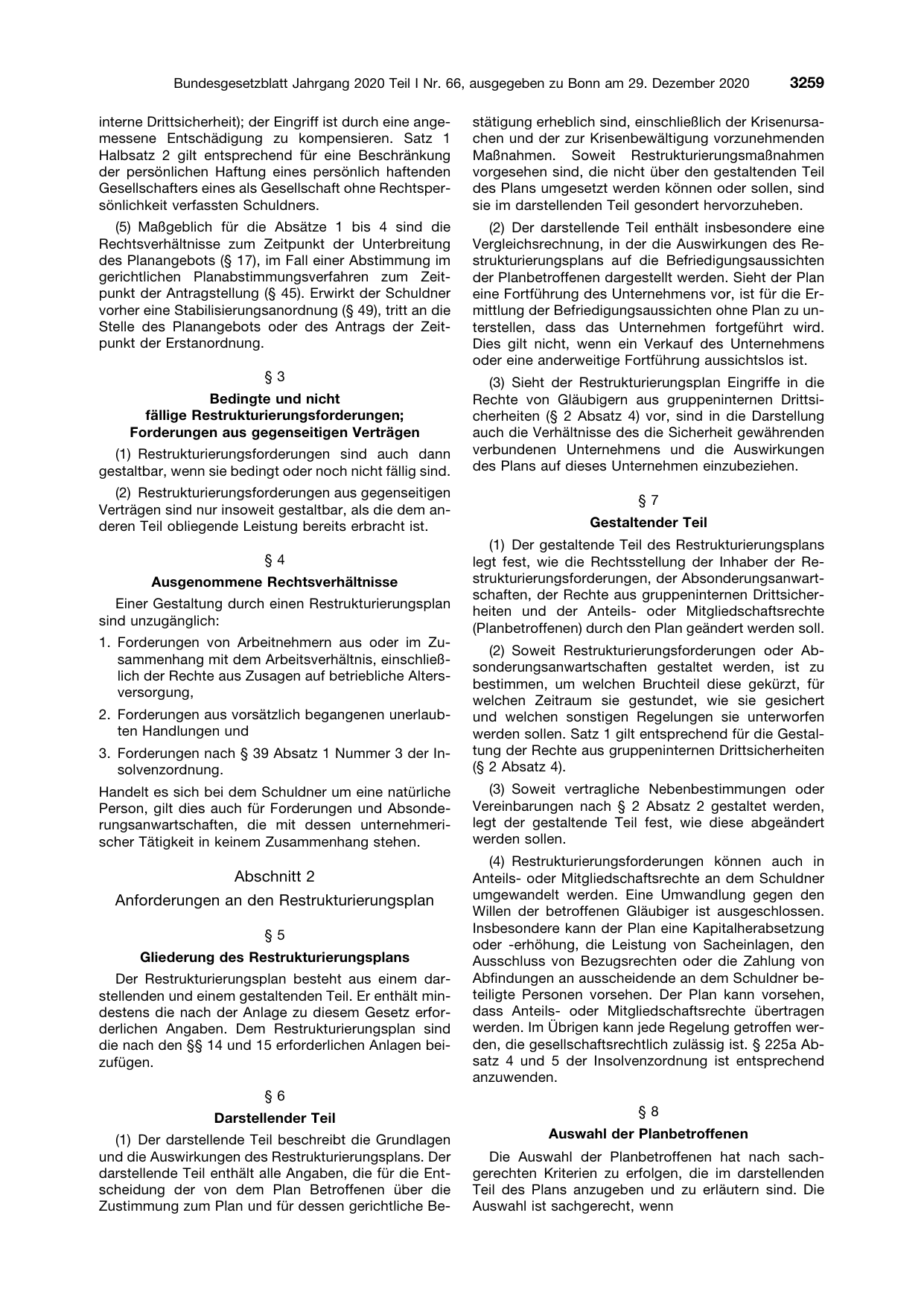 BGBl. 2020, Seite 3259 — Originalseite als Abbildung