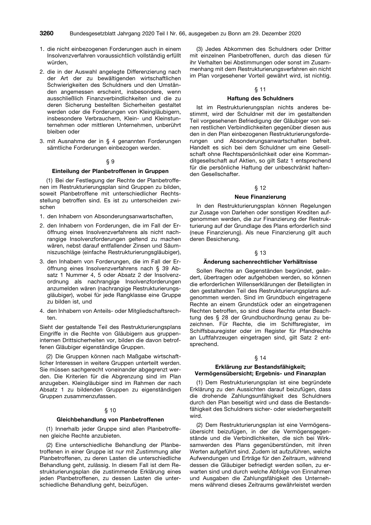 BGBl. 2020, Seite 3260 — Originalseite als Abbildung