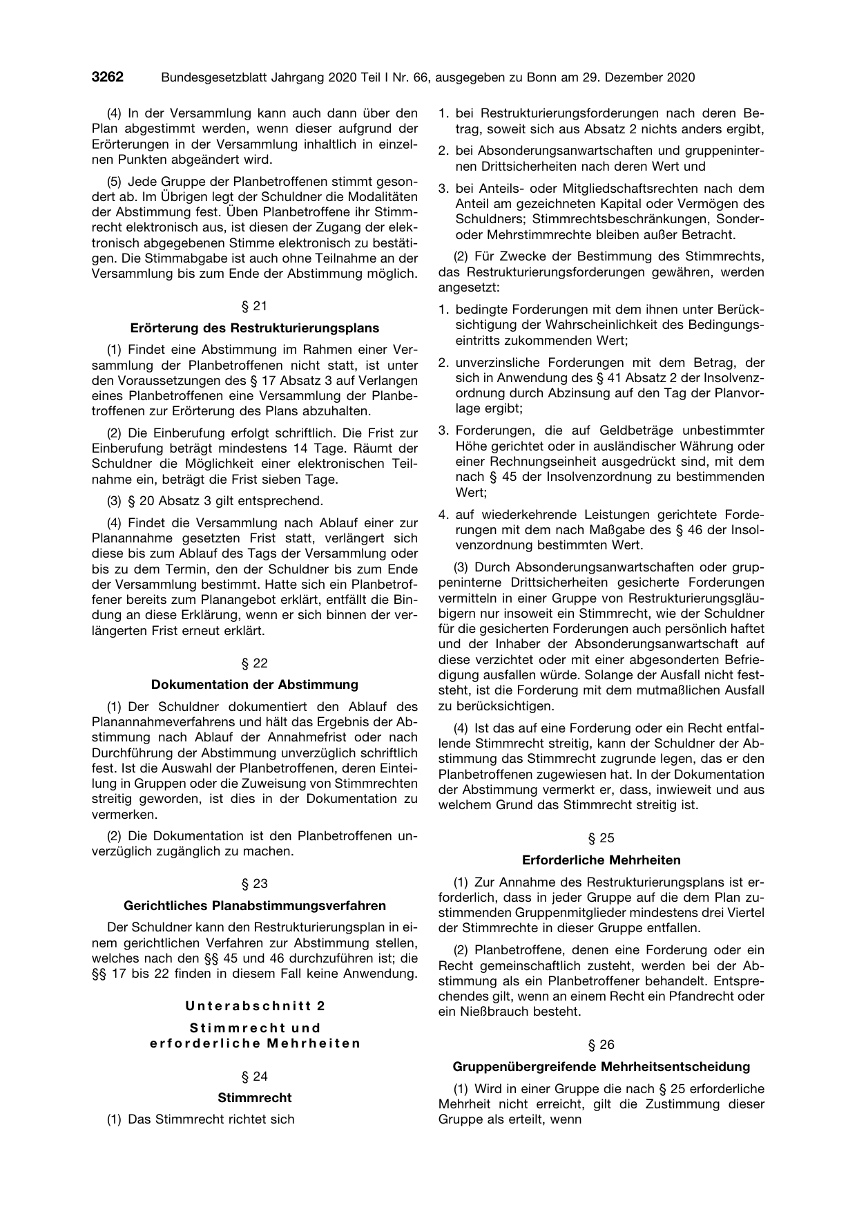 BGBl. 2020, Seite 3262 — Originalseite als Abbildung
