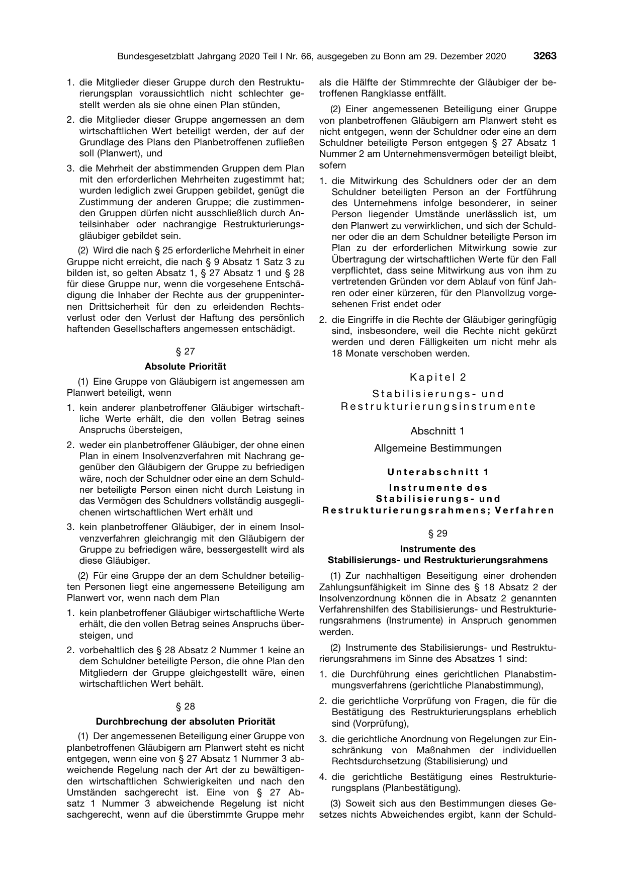 BGBl. 2020, Seite 3263 — Originalseite als Abbildung