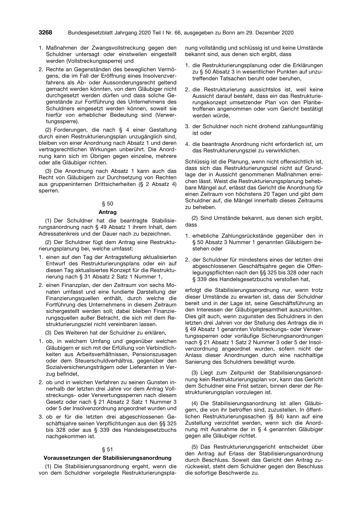 BGBl. 2020, Seite 3268 — Originalseite als Abbildung