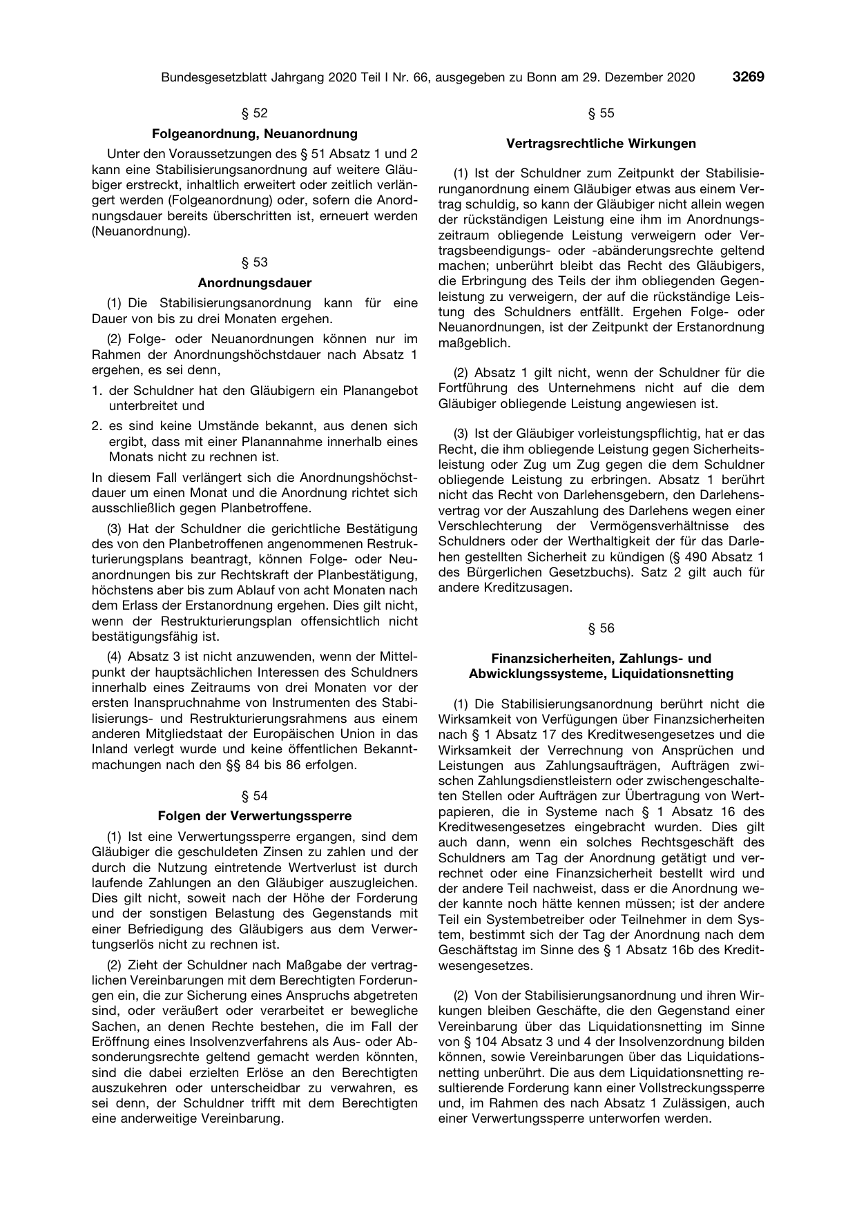 BGBl. 2020, Seite 3269 — Originalseite als Abbildung
