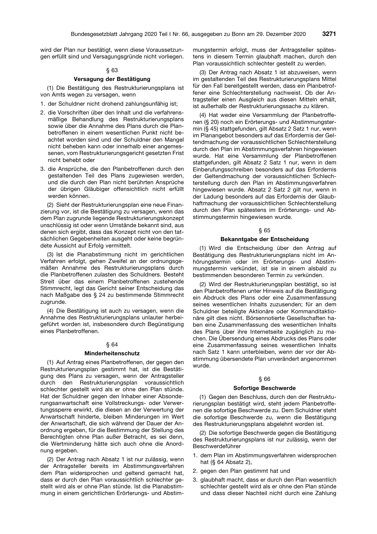 BGBl. 2020, Seite 3271 — Originalseite als Abbildung