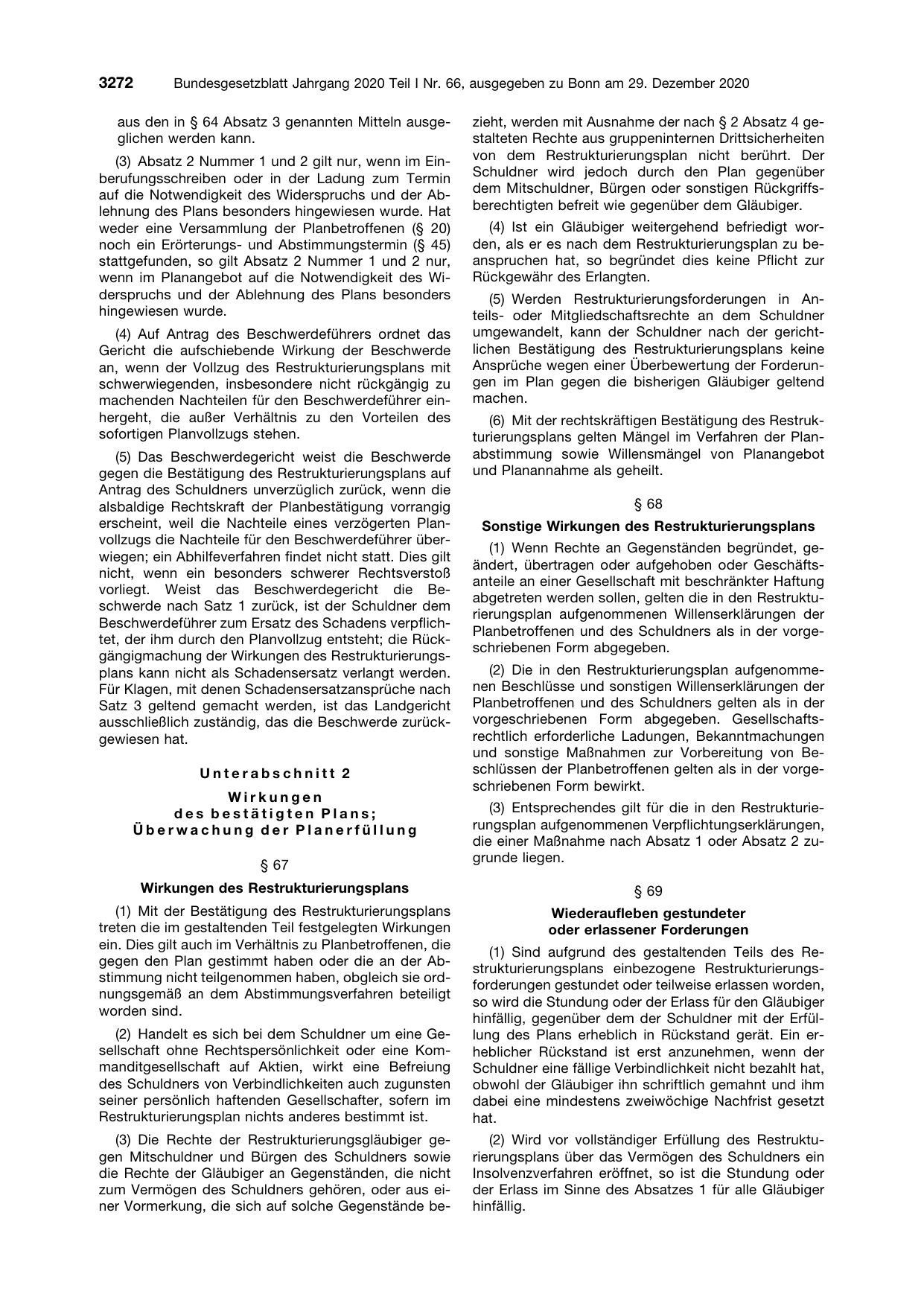 BGBl. 2020, Seite 3272 — Originalseite als Abbildung