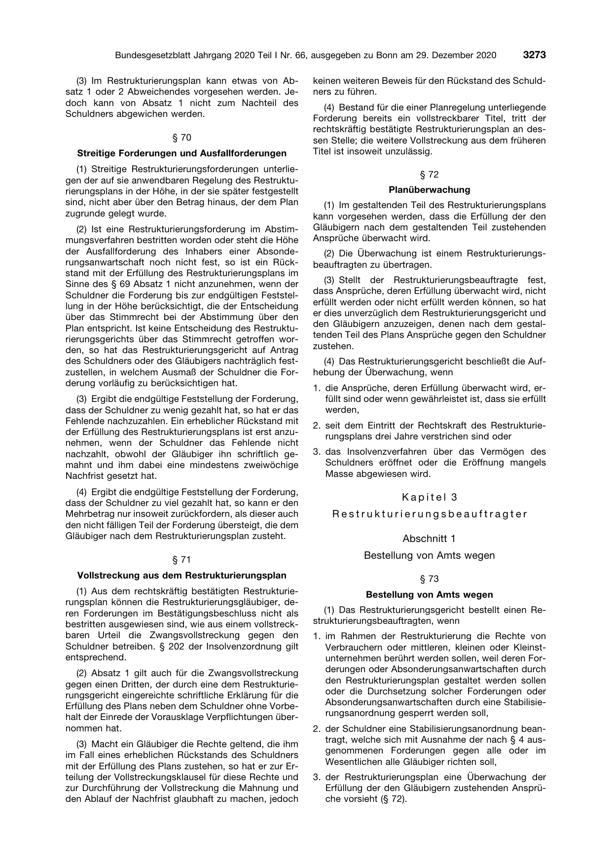 BGBl. 2020, Seite 3273 — Originalseite als Abbildung
