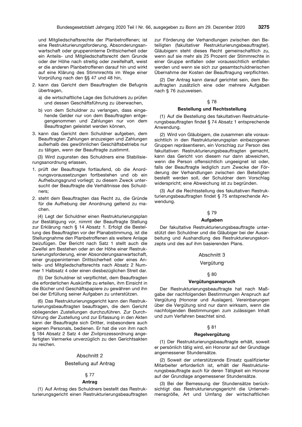 BGBl. 2020, Seite 3275 — Originalseite als Abbildung
