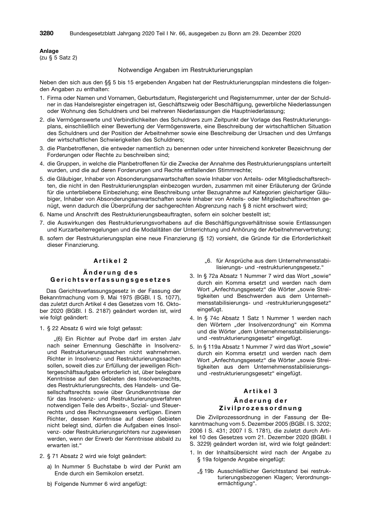 BGBl. 2020, Seite 3280 — Originalseite als Abbildung
